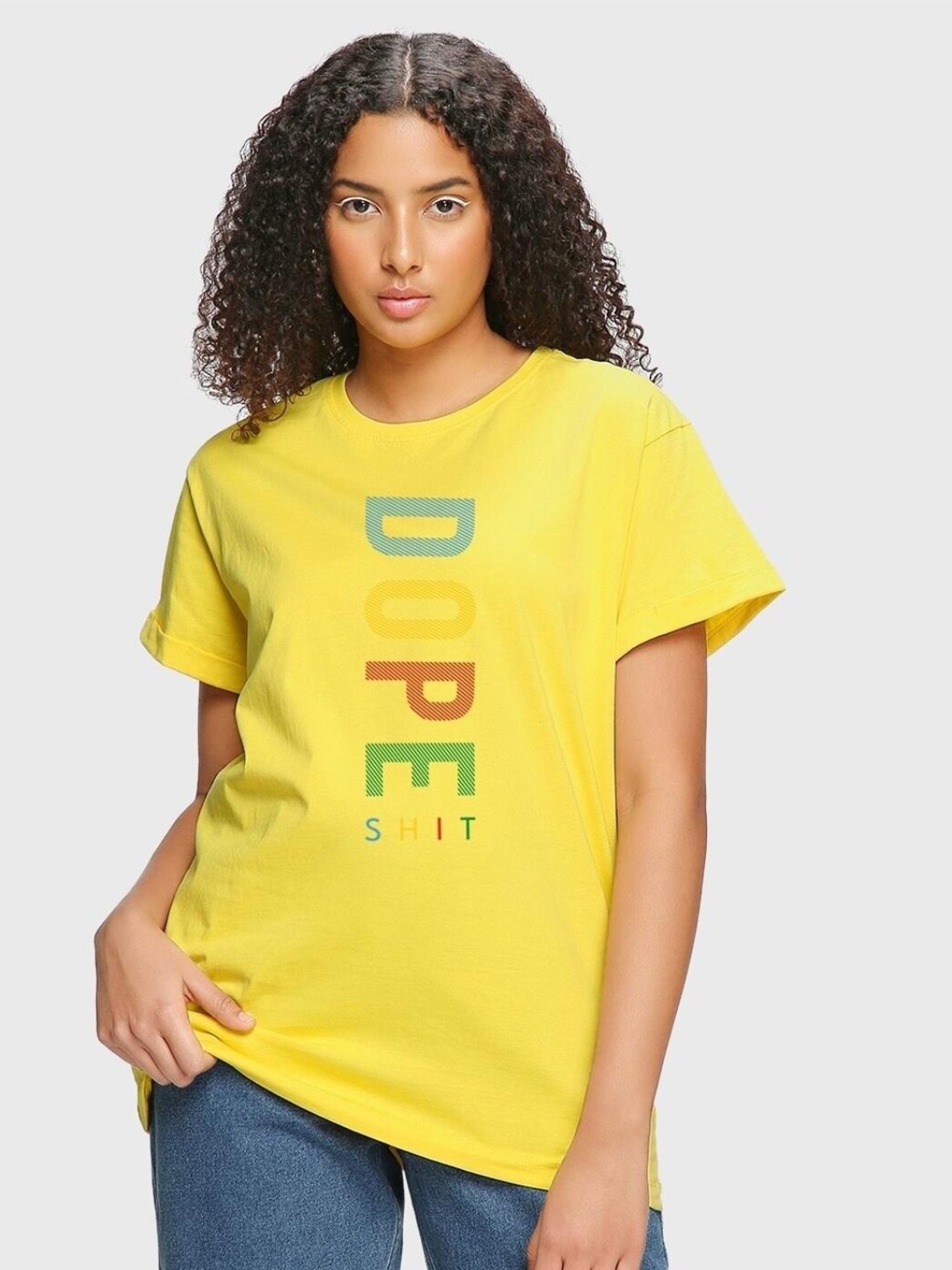 

Bewakoof TDope Shit Typography Oversized T-shirt, Yellow
