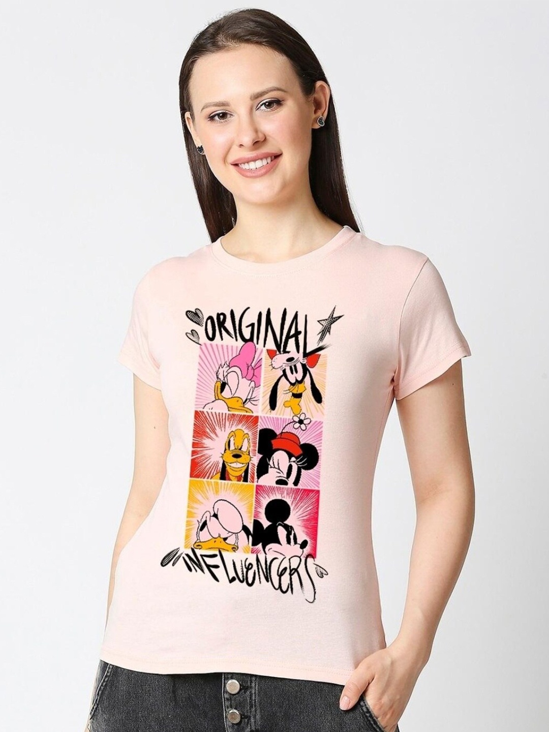 

Bewakoof Original Influencers Graphic Printed Slim Fit T-shirt, Pink