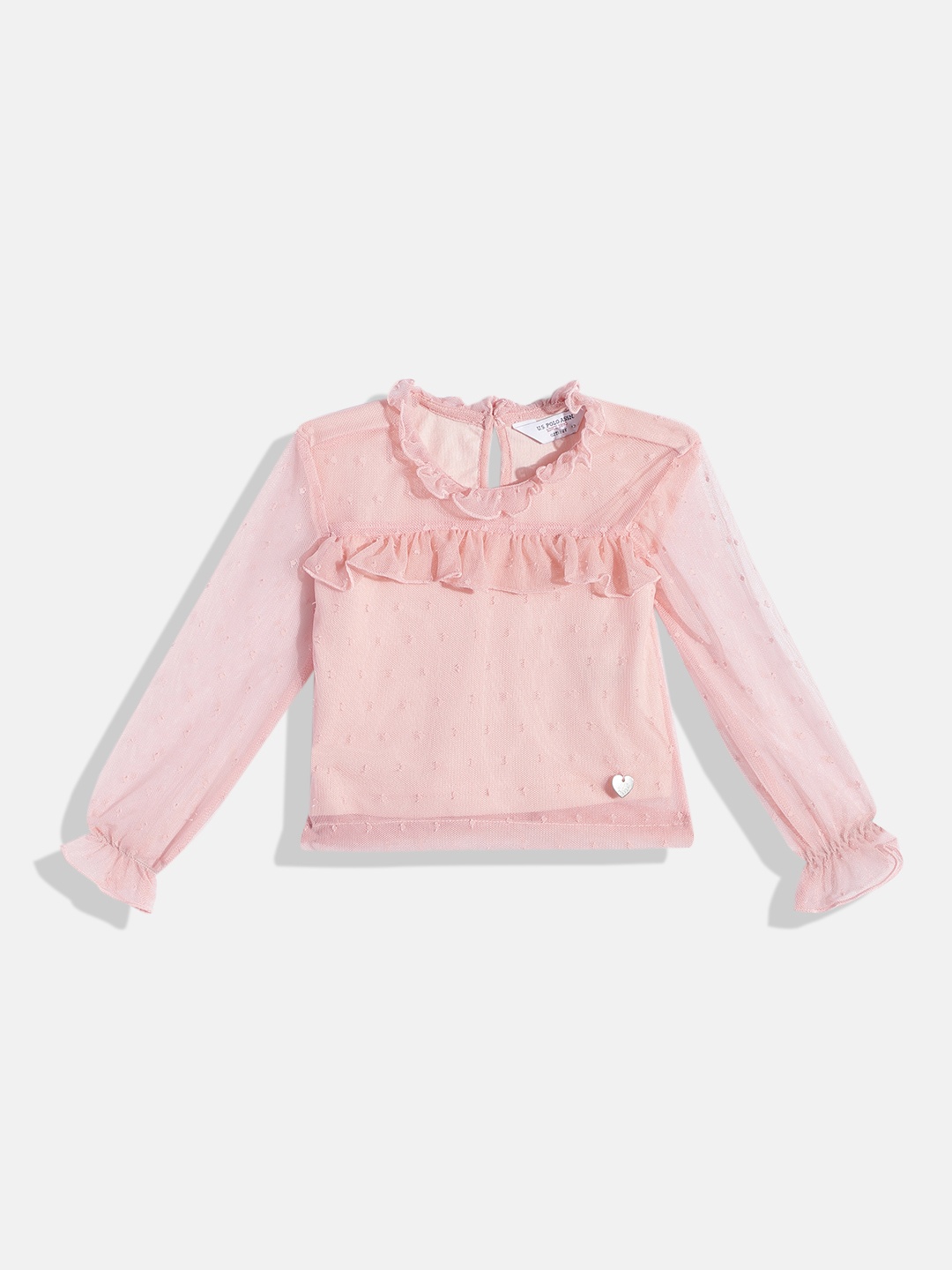 

U.S. Polo Assn. Kids Girls Self Design Top, Peach