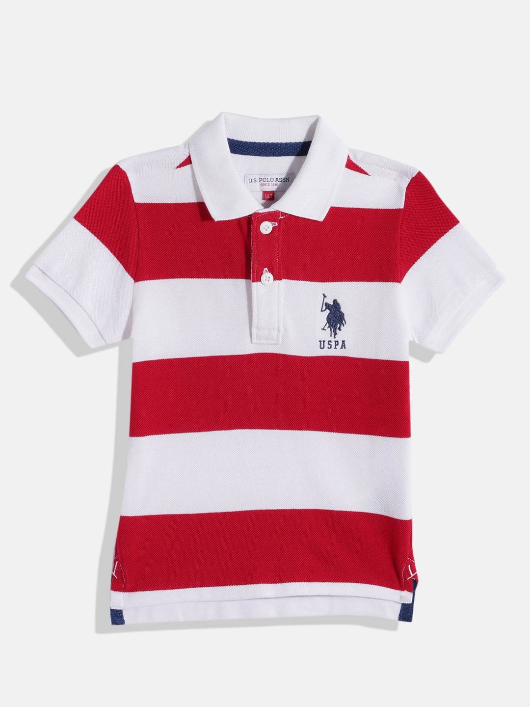 

U.S. Polo Assn. Kids Boys Striped Pure Cotton T-shirt, Red