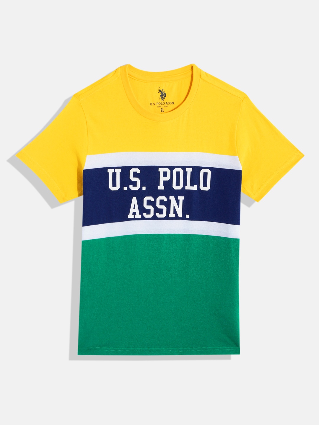 

U.S. Polo Assn. Kids Boys Colourblocked Pure Cotton T-shirt, Yellow