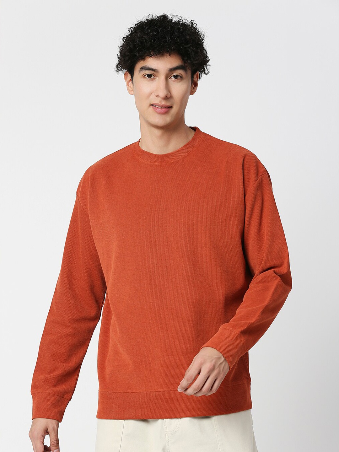 

Blamblack Round Neck Cotton Sweatshirt, Rust