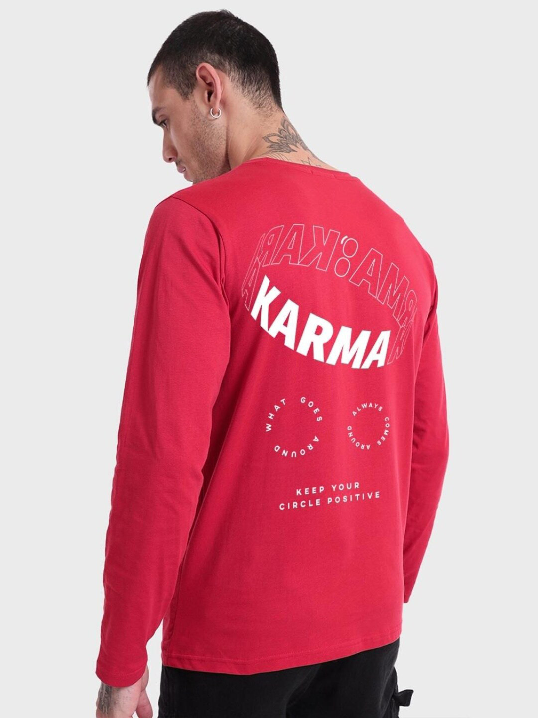 

Bewakoof Typography Printed Cotton T-shirt, Red