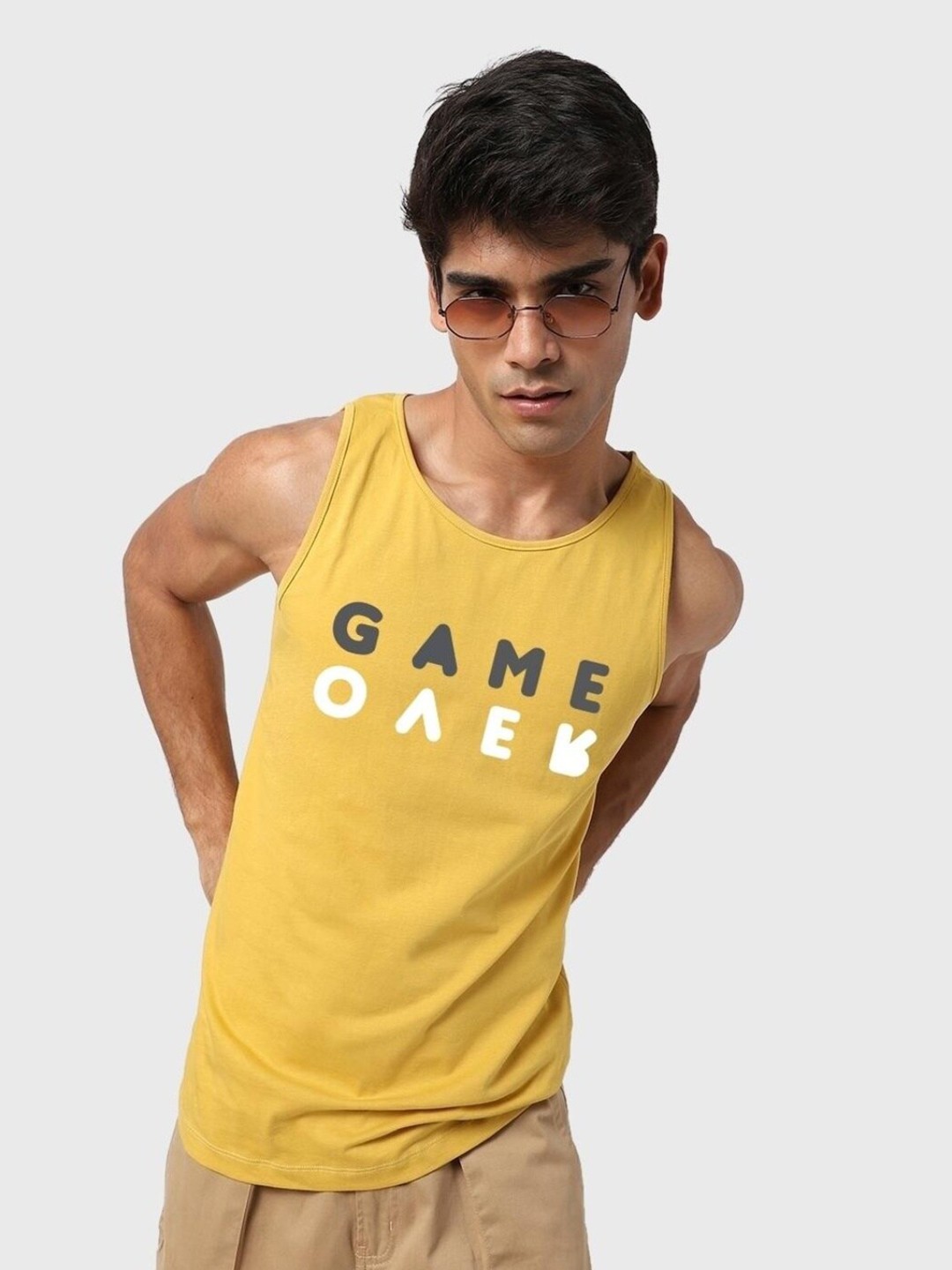 

Bewakoof Typography Printed Cotton T-shirt, Yellow
