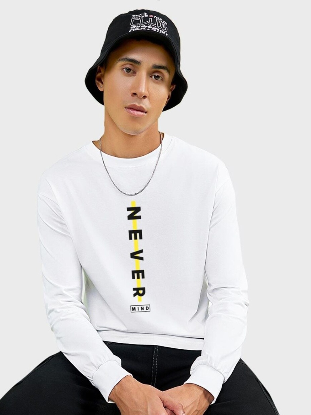 

Bewakoof Never Mind Typography Oversized T-shirt, White