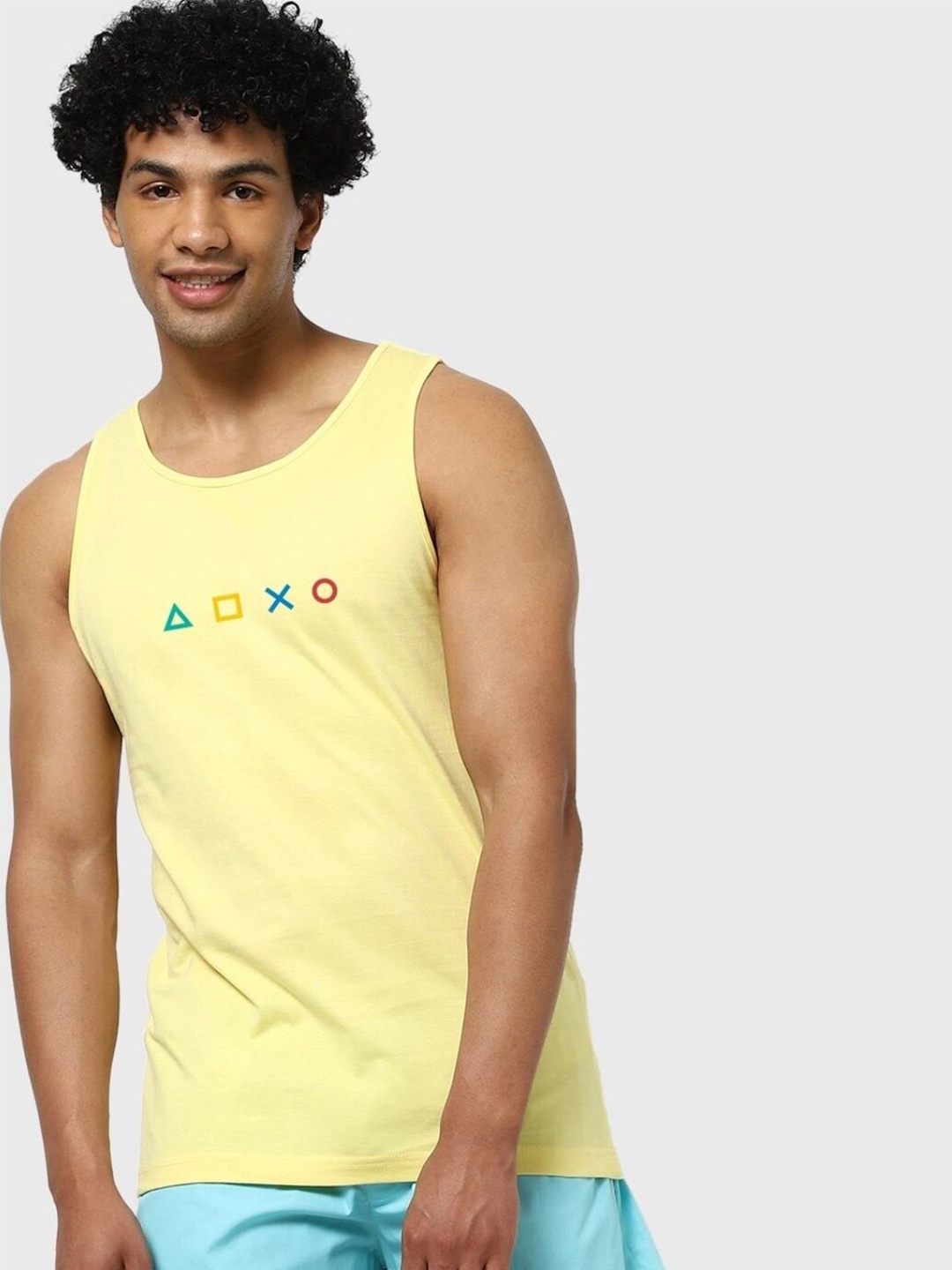 

Bewakoof Men Typography Printed Sleeveless Cotton Innerwear Vest, Yellow