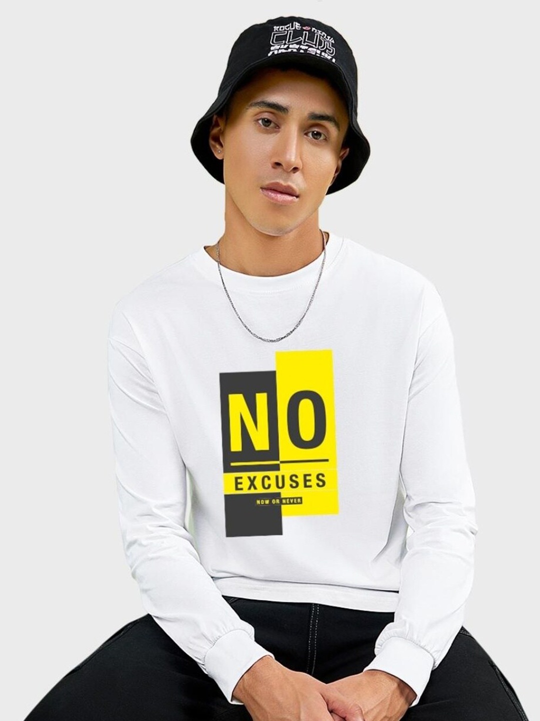 

Bewakoof No Excuses Typography Oversized T-shirt, White