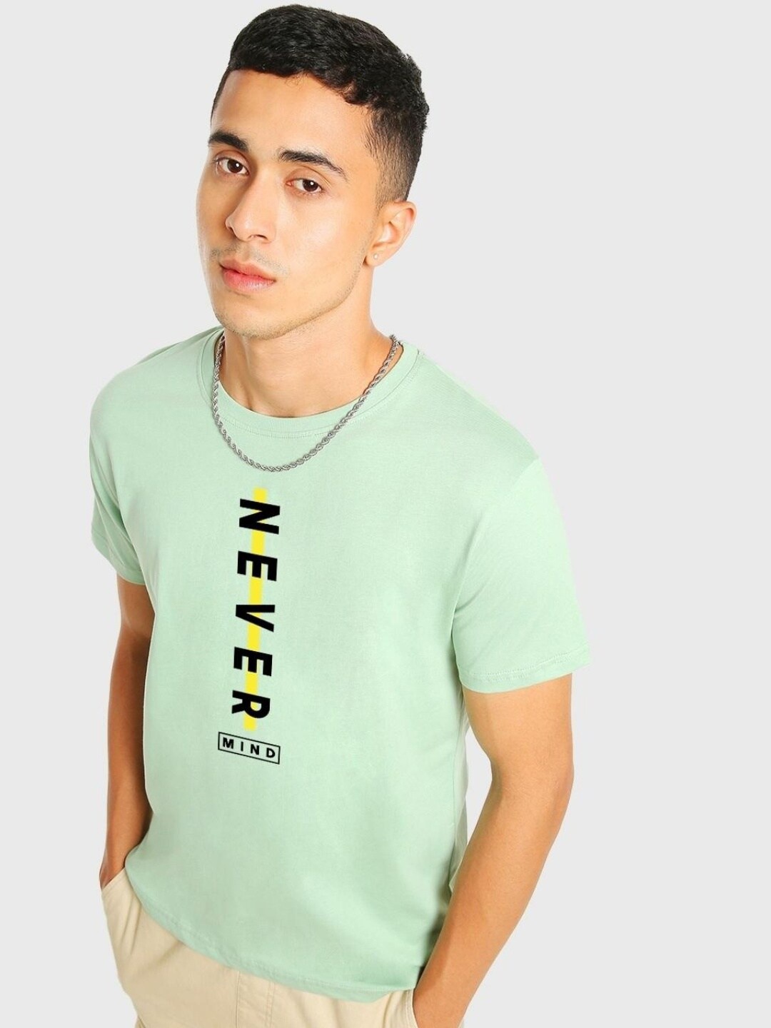 

Bewakoof Typography Printed Cotton T-shirt, Green