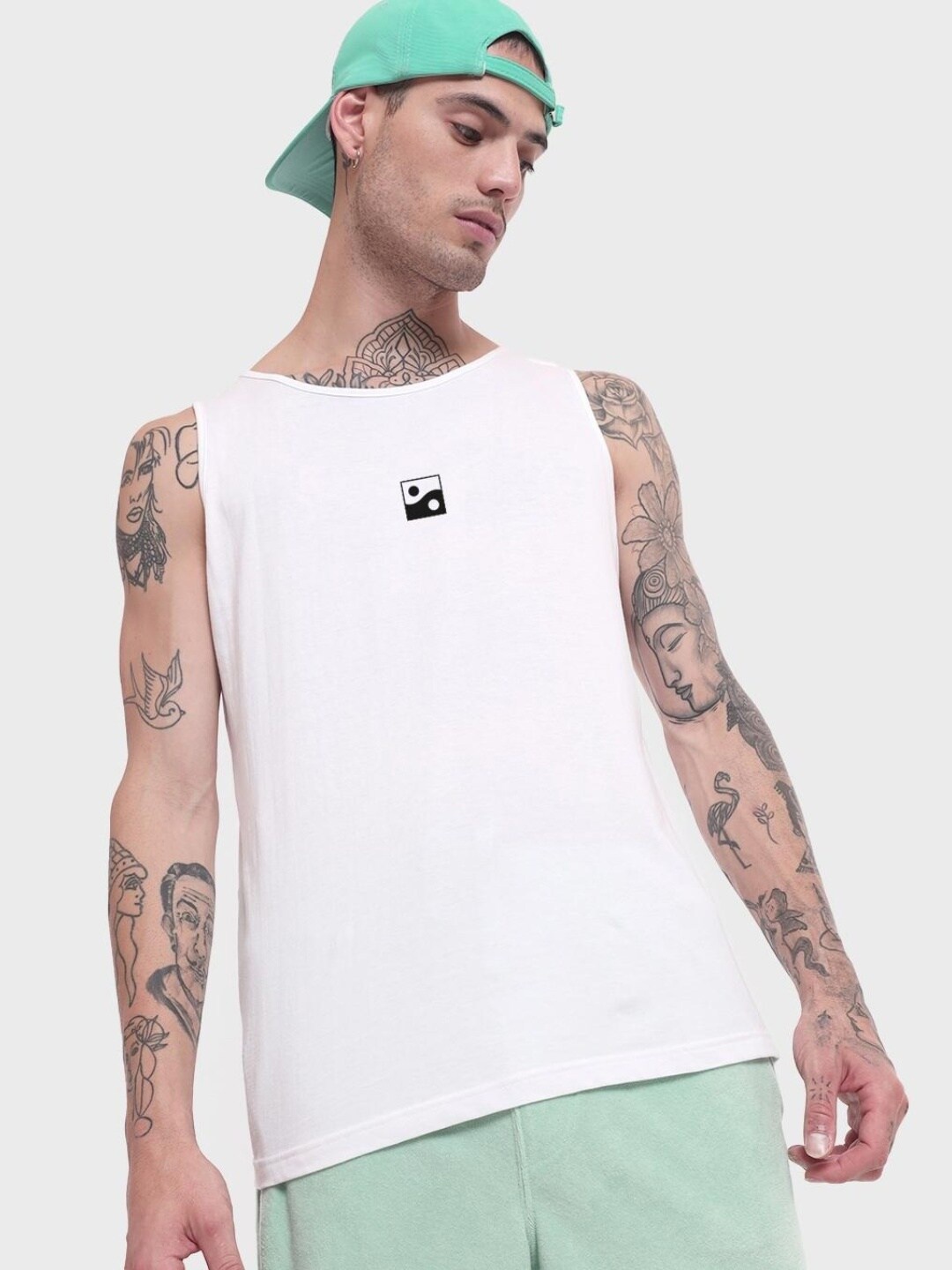 

Bewakoof Typography Printed Sleeveless Cotton T-shirt, White