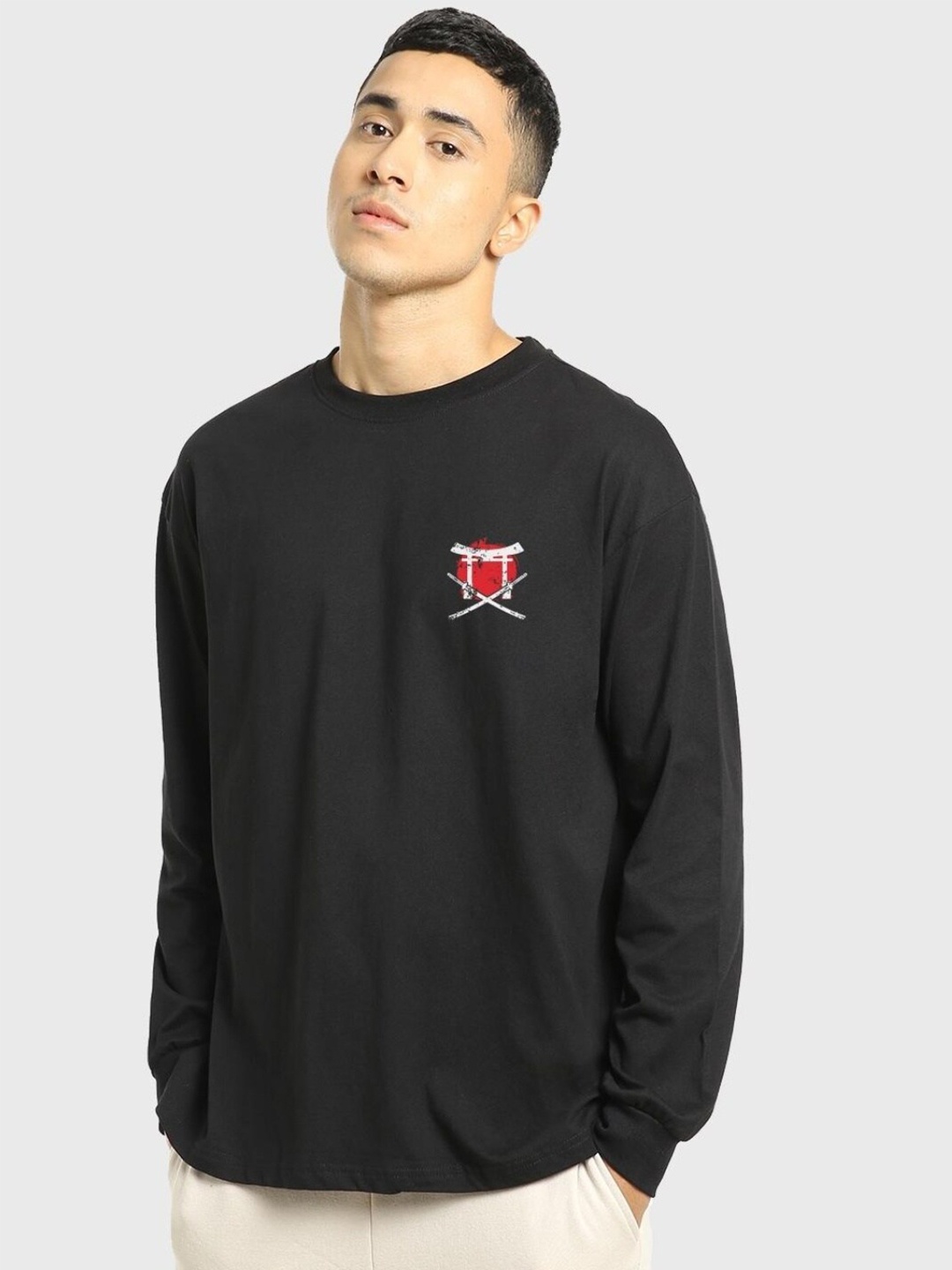 

Bewakoof Find Your True Peace Graphic Printed Oversized T-shirt, Black