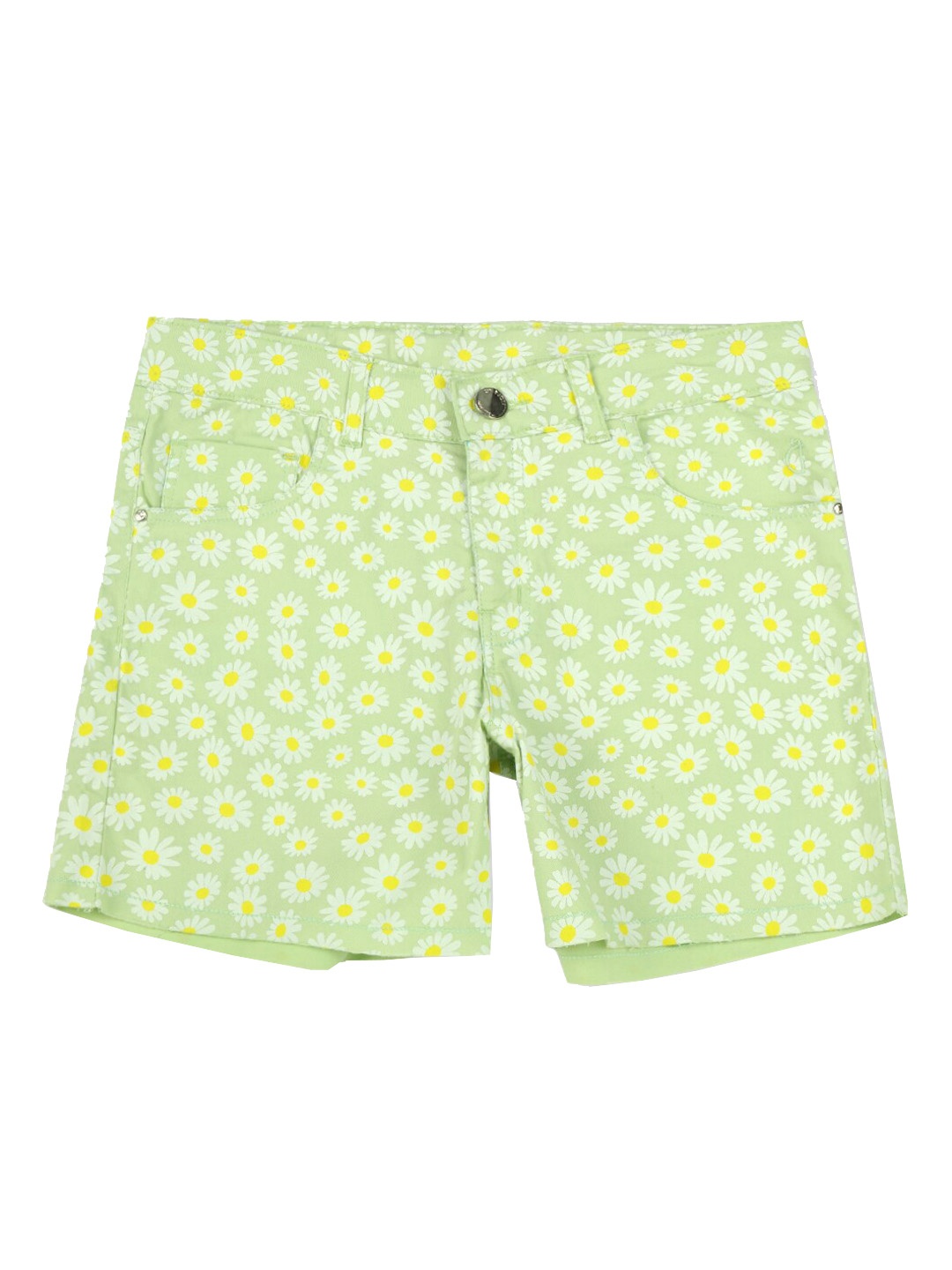 

Gini and Jony Girls Floral Printed Mid Rise Cotton Shorts, Green