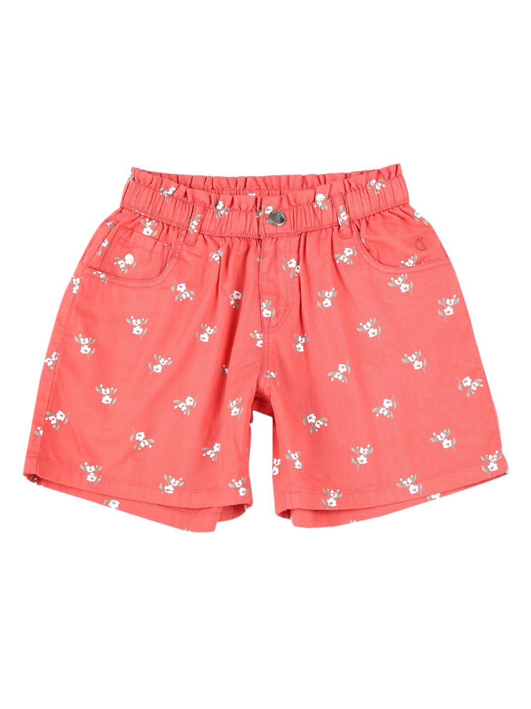 

Gini and Jony Girls Floral Printed Mid Rise Cotton Shorts, Pink