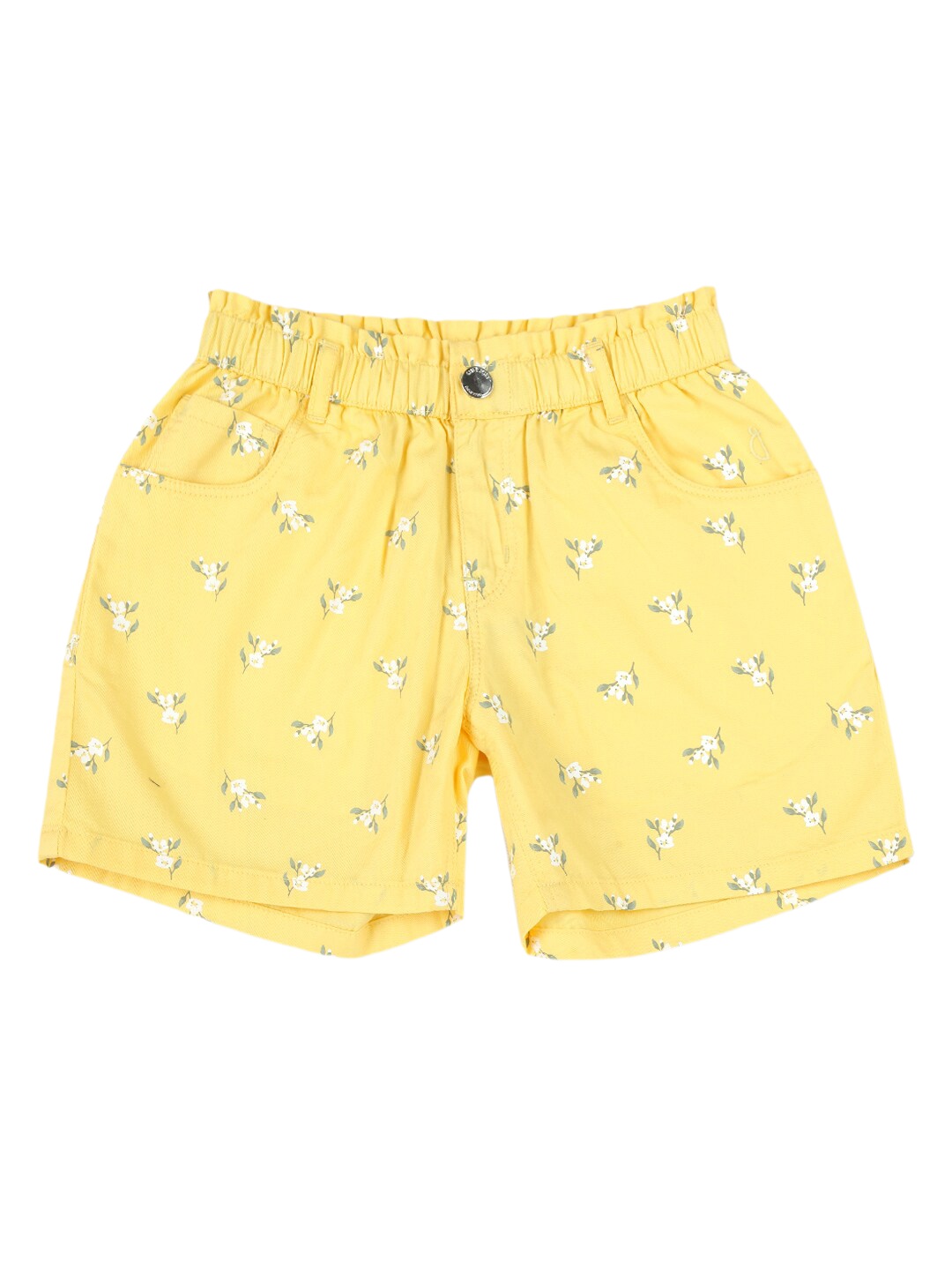 

Gini and Jony Girls Floral Printed Mid Rise Cotton Shorts, Yellow