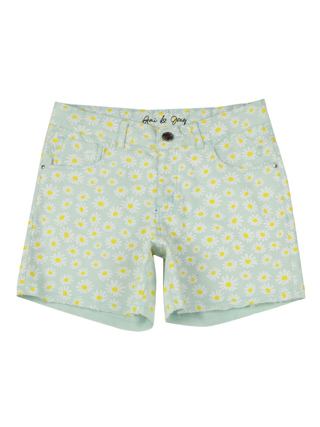 

Gini and Jony Infants Floral Printed Mid Rise Cotton Shorts, Blue
