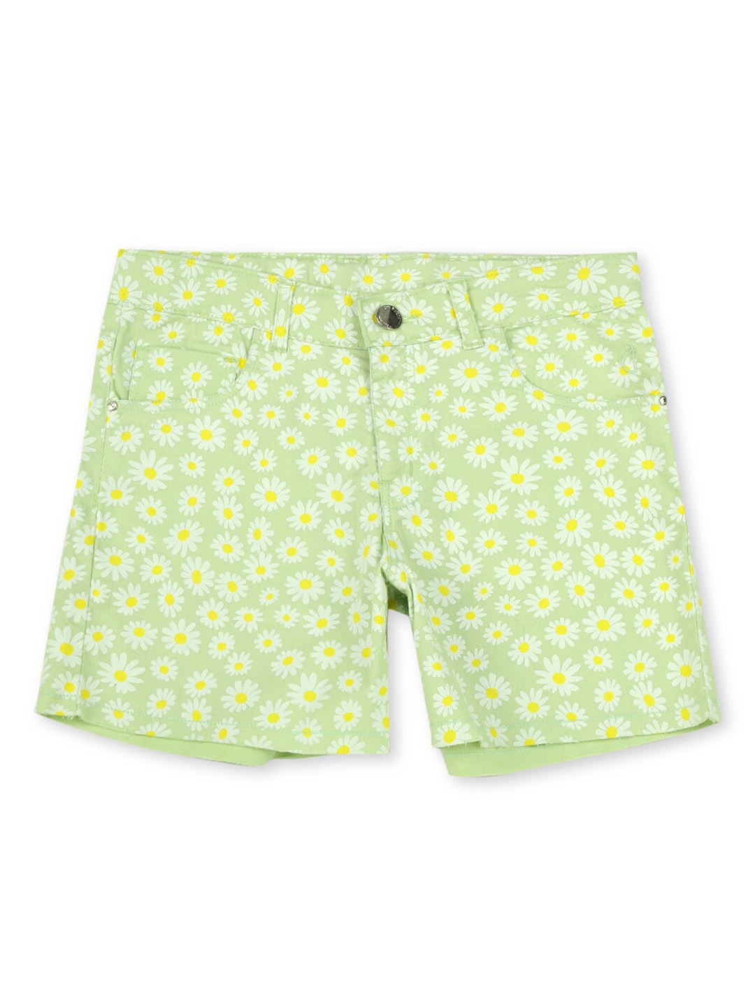 

Gini and Jony Girls Floral Printed Mid Rise Cotton Shorts, Green