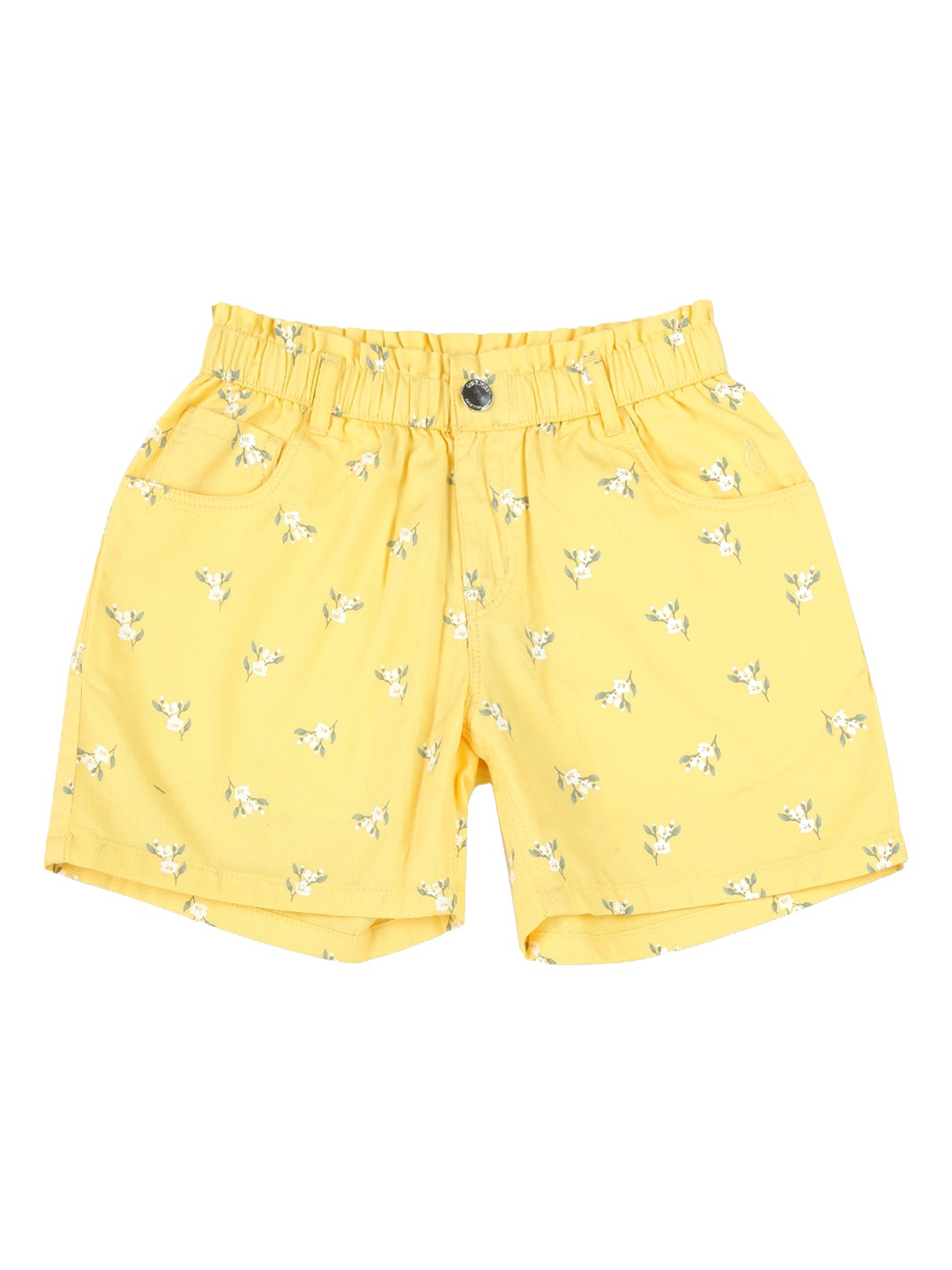 

Gini and Jony Infant Girls Floral Printed Mid-Rise Cotton Shorts, Yellow