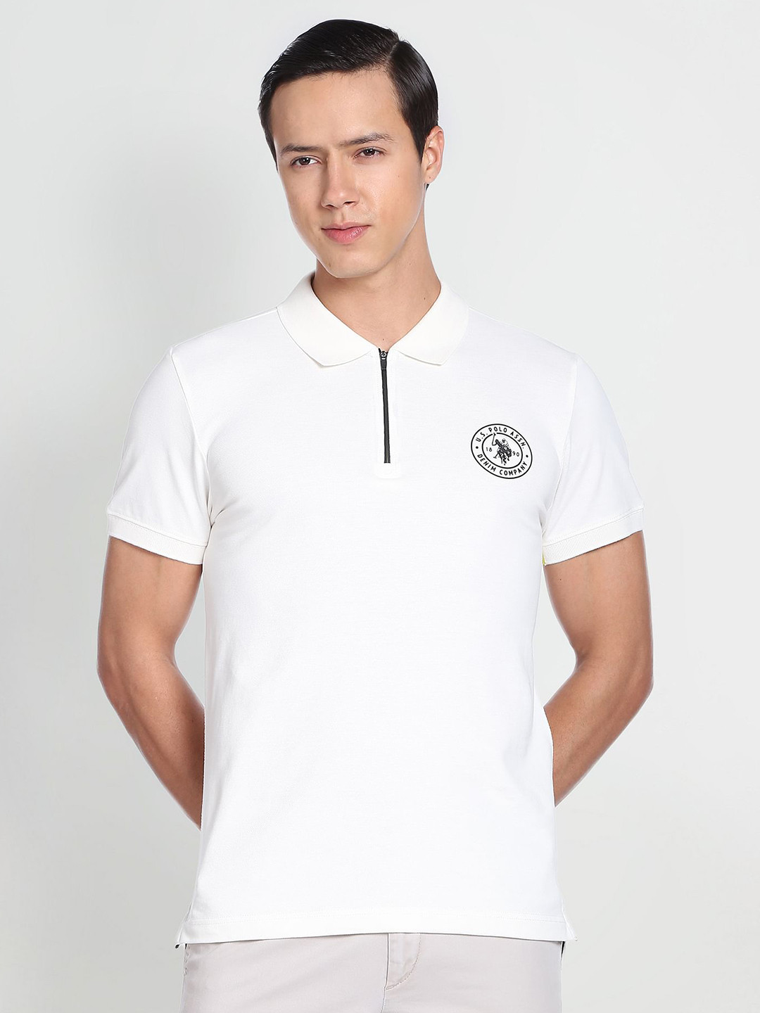 

U.S. Polo Assn. Denim Co. Polo Collar Slim Fit Pure Cotton T-shirt, White