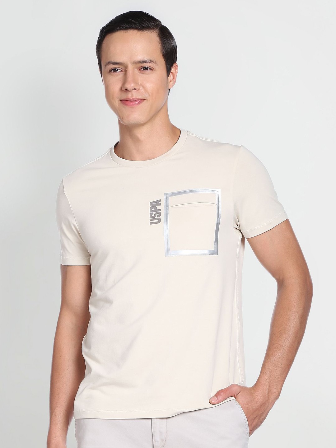 

U.S. Polo Assn. Denim Co. Round Neck Slim Fit T-shirt, Off white