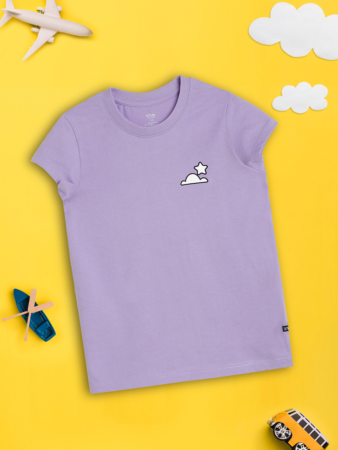 

XY Life Girls Graphic Printed Playmate Super Combed Pure Cotton T-shirts, Violet
