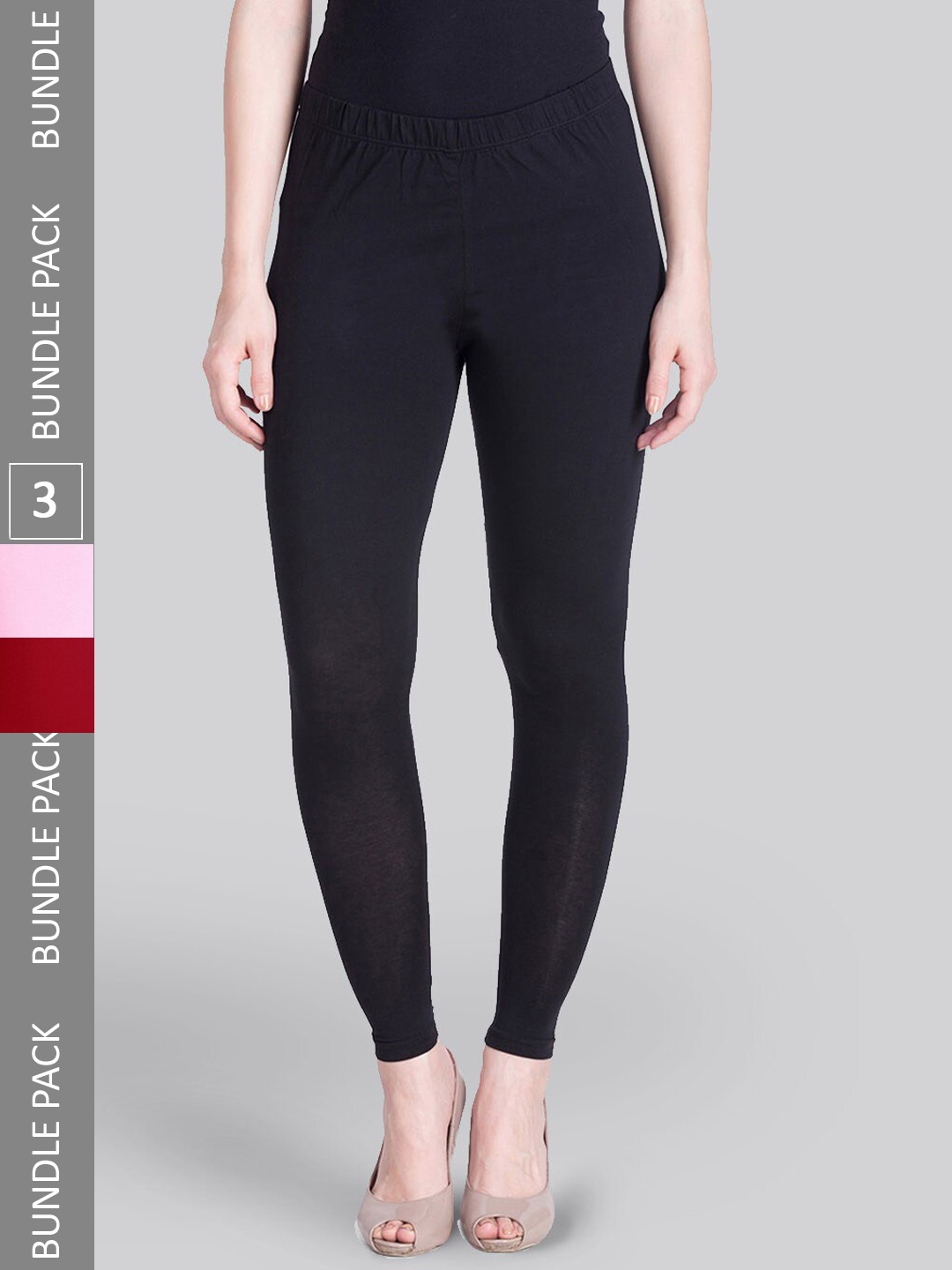 

LYRA Pack Of 3 Ankle-Length Leggings, Pink