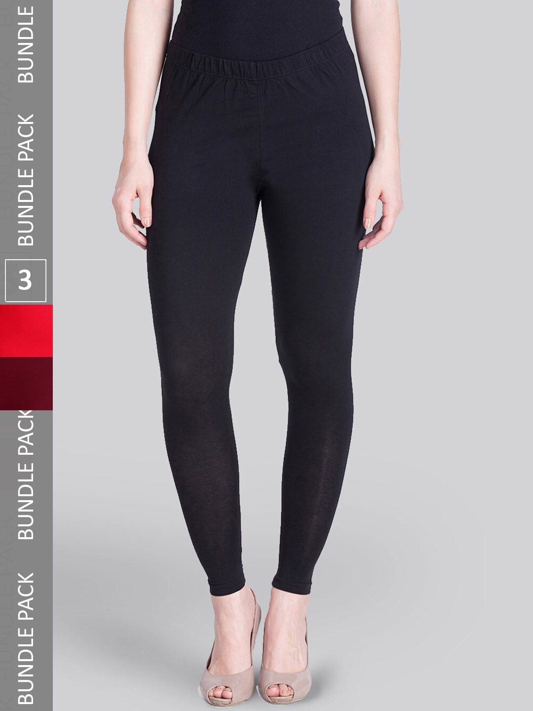 

LYRA Pack Of 3 Ankle-Length Leggings, Red