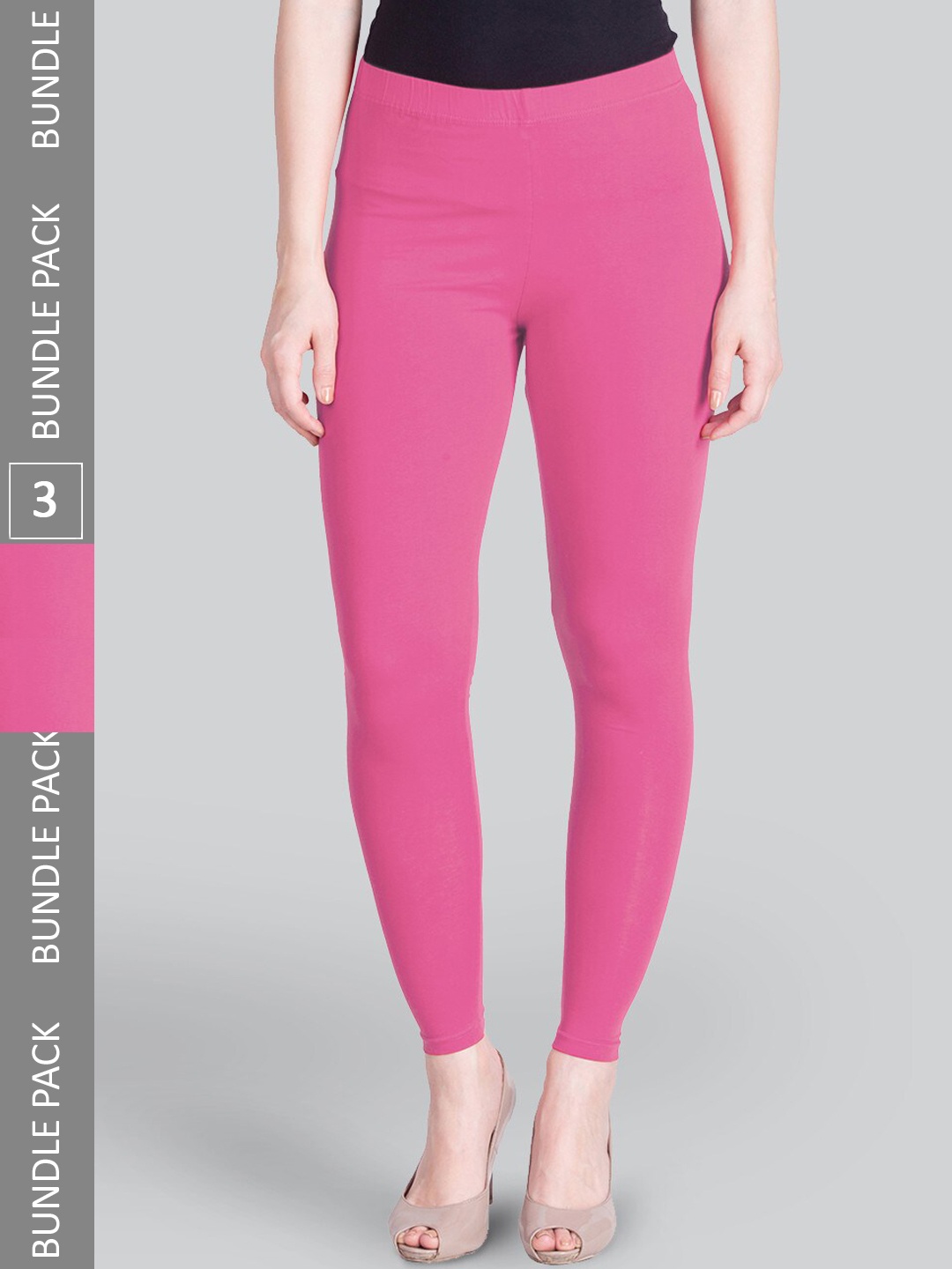 

LYRA Pack Of 3 Ankle-Length Leggings, Pink