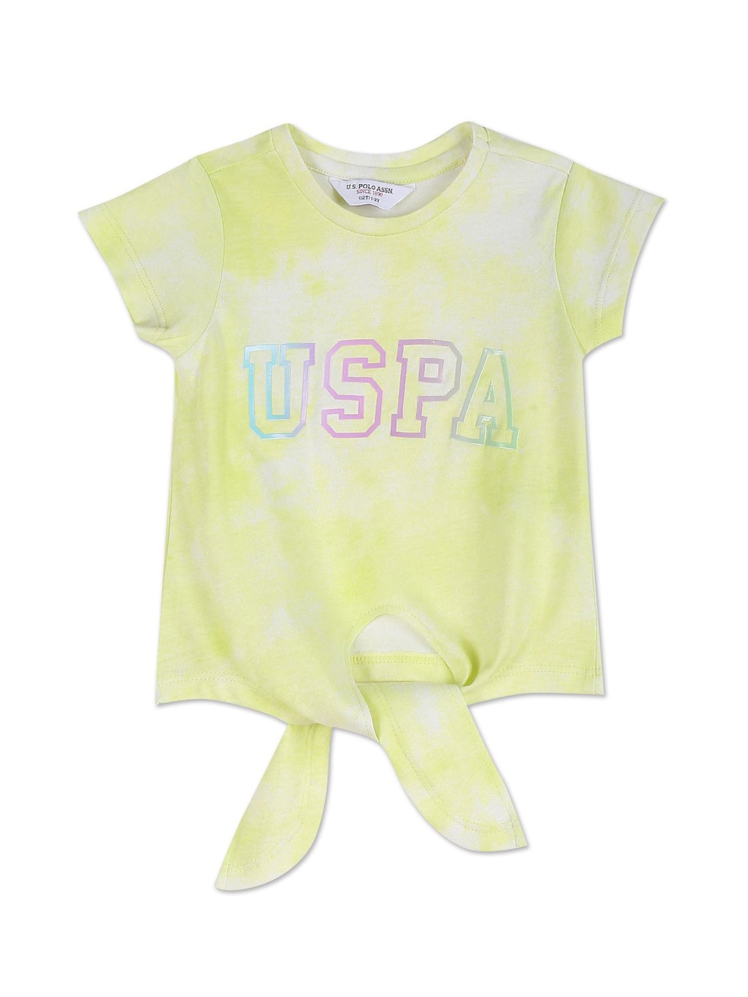 

U.S. Polo Assn. Kids Girls Abstract Printed Pure Cotton T-shirt, Green