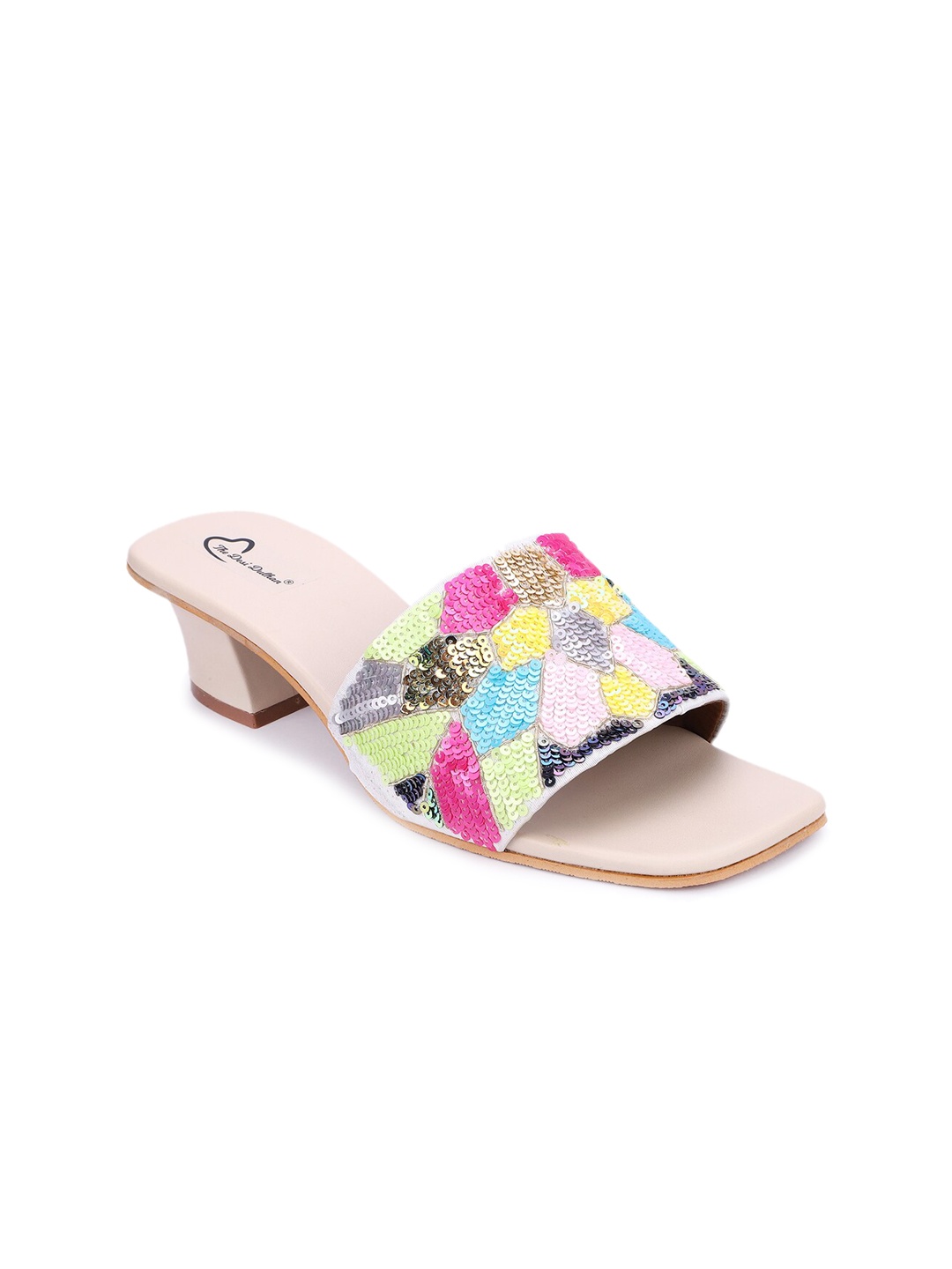 

The Desi Dulhan Embellished Ethnic Open Toe Block Heels, White