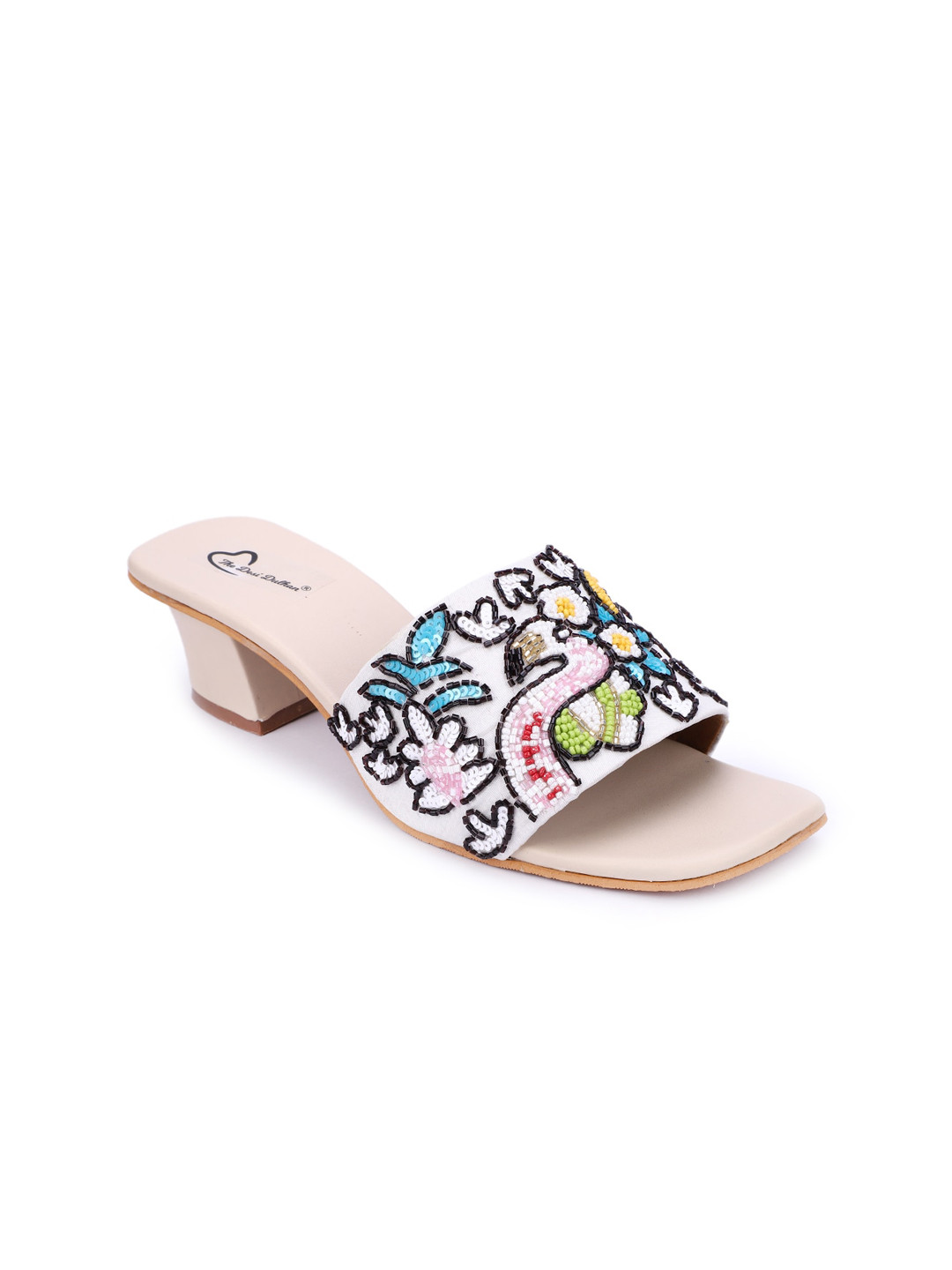

The Desi Dulhan Embellished Block Heels, White