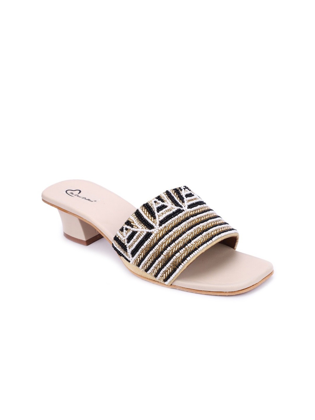 

The Desi Dulhan Embellished Ethnic Open Toe Block Heels, Black