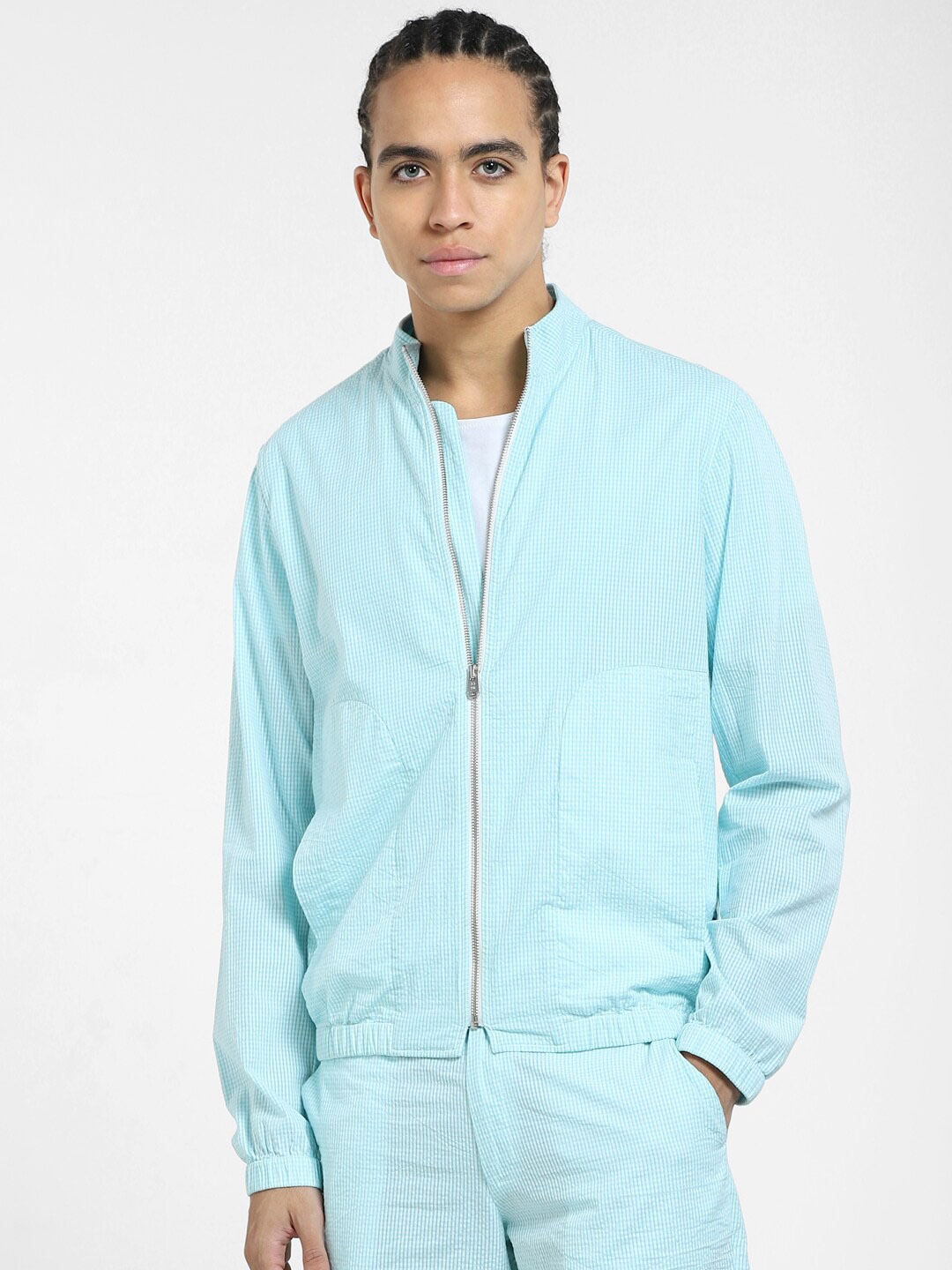 

Jack & Jones Me Checked Cotton Sporty Jacket, Blue