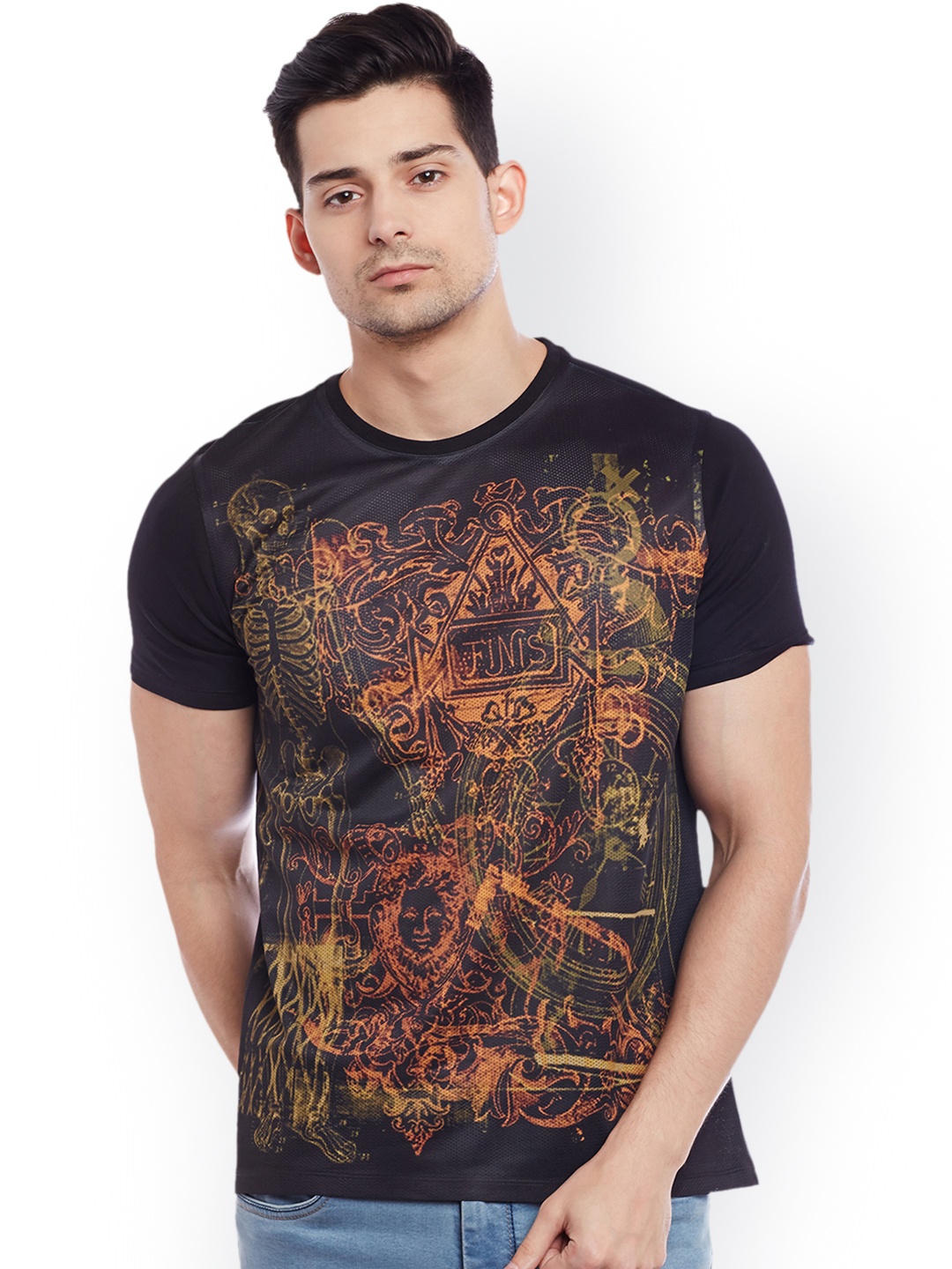 

Wear Your Mind Men Black Printed Round Neck T-shirt