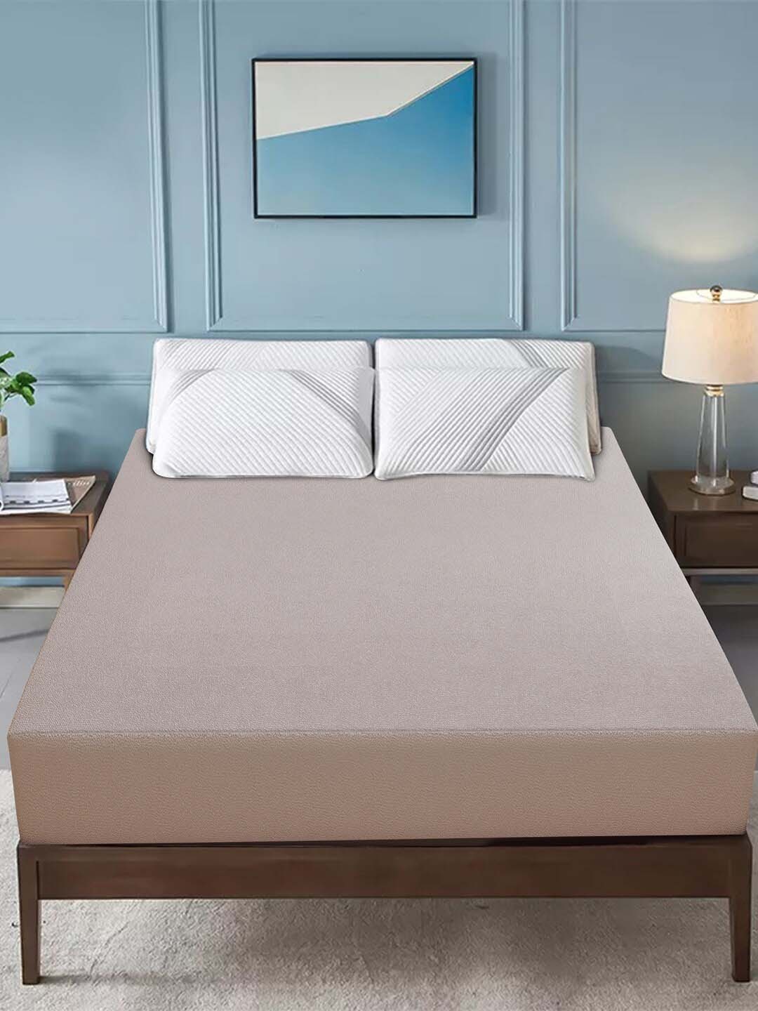 

DREAM CARE Beige Stretchable & Waterproof Double Queen Mattress Protector