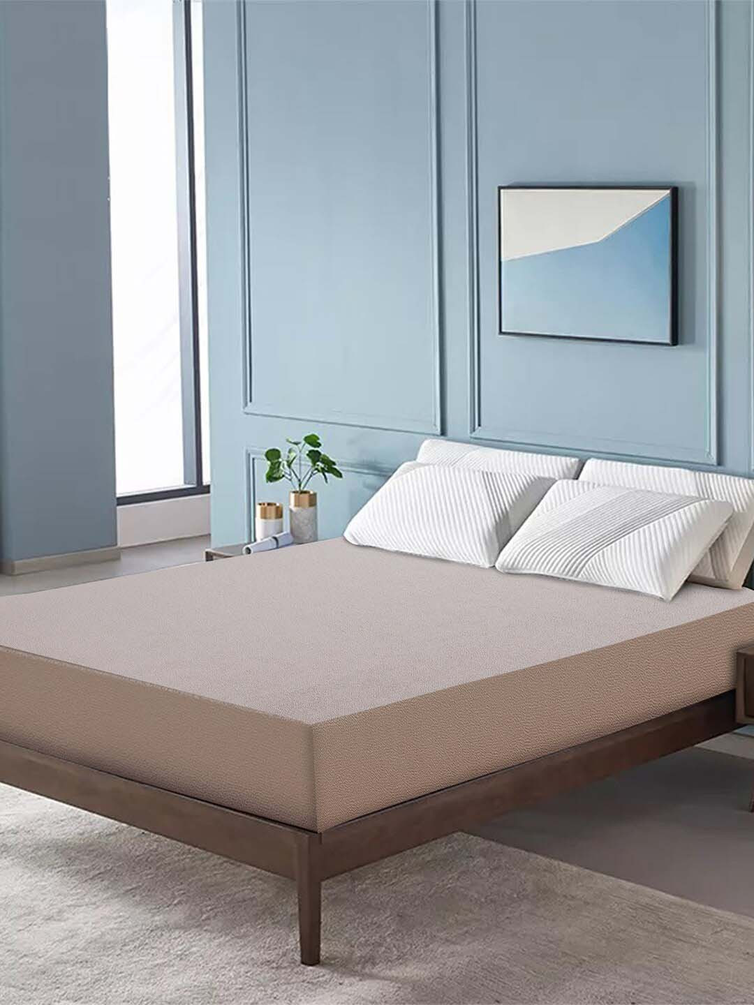

DREAM CARE Brown Stretchable & Waterproof Double Queen Mattress Protector