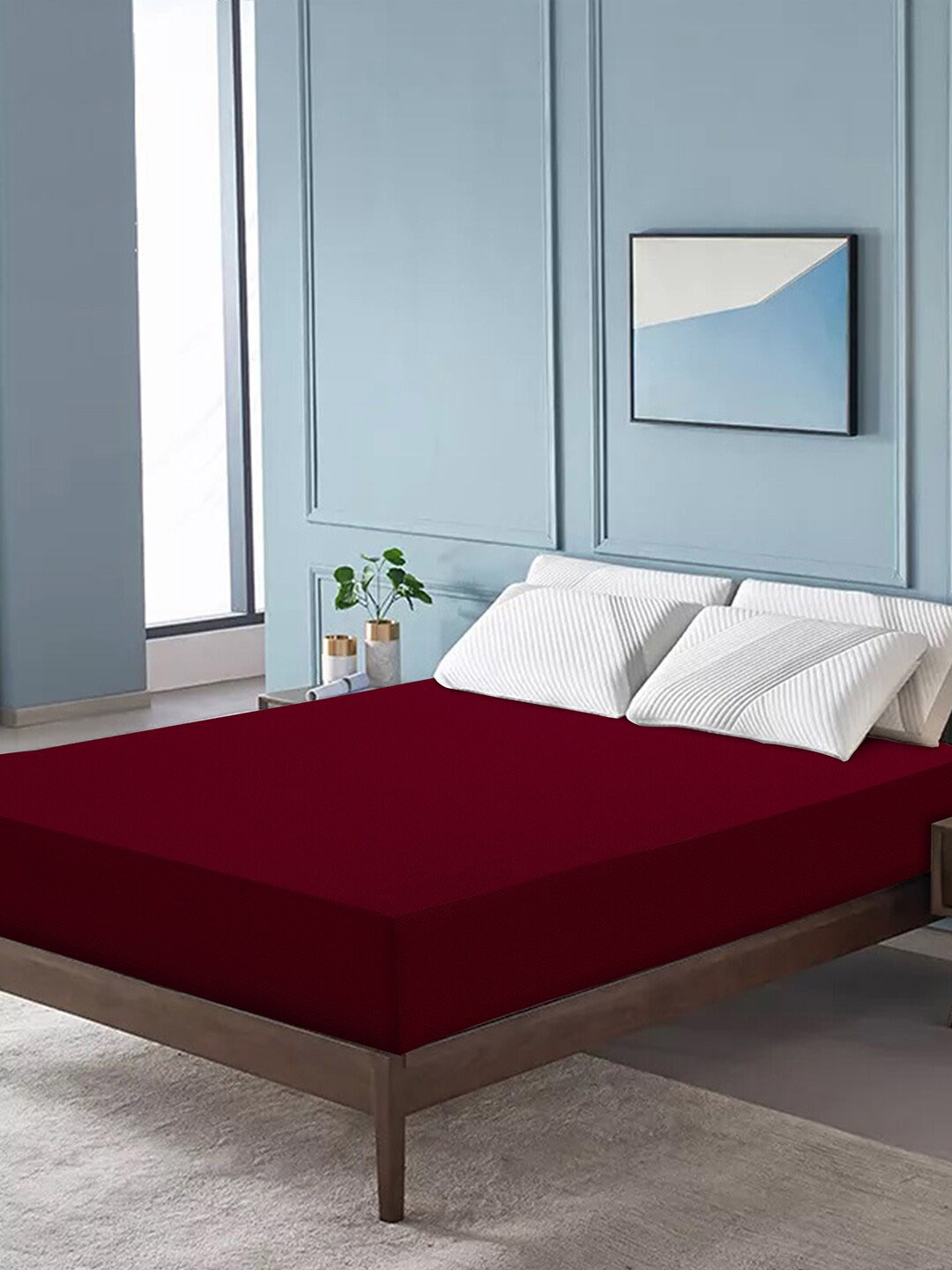 

DREAM CARE Maroon Lycra Stretchable Waterproof King Size Mattress Protector