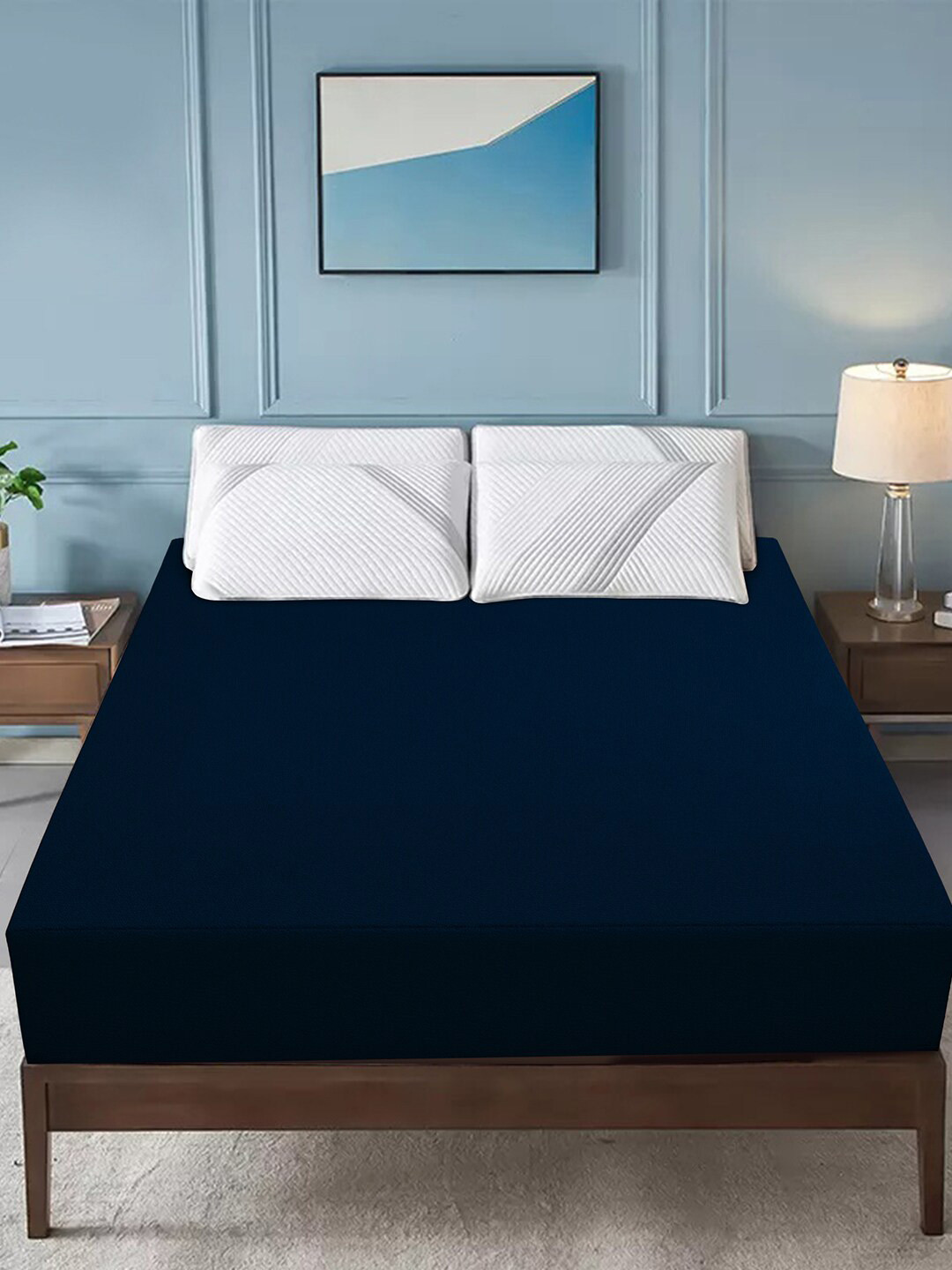 

DREAM CARE Navy Blue Lycra Stretchable Waterproof Single Mattress Protector
