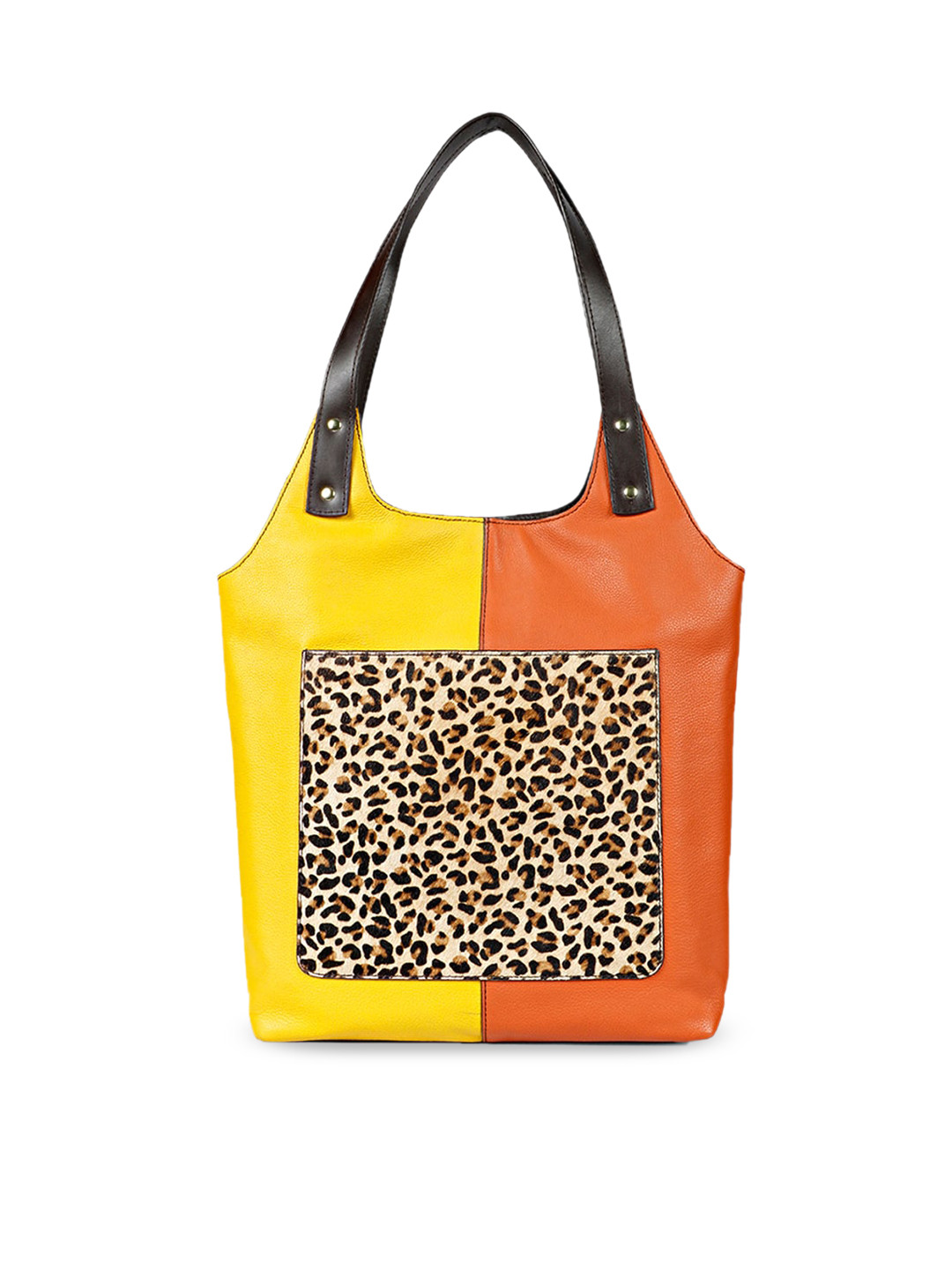 

Saint G Colourblocked & Printed Leather Shopper Shoulder Bag, Orange