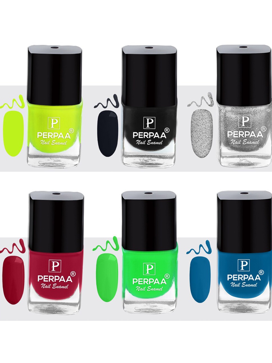 

PERPAA Set of 6 Trendy Quick-Drying & Long Lasting Gel Nail Enamel - 5 ml each, Green