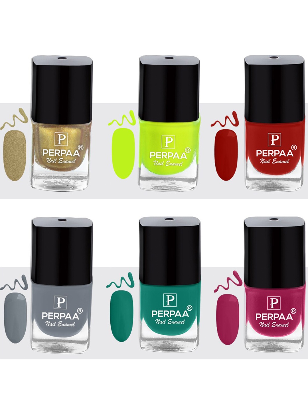 

PERPAA Set of 6 Trendy Quick-Drying & Long Lasting Gel Nail Enamel - 5 ml each, Multi