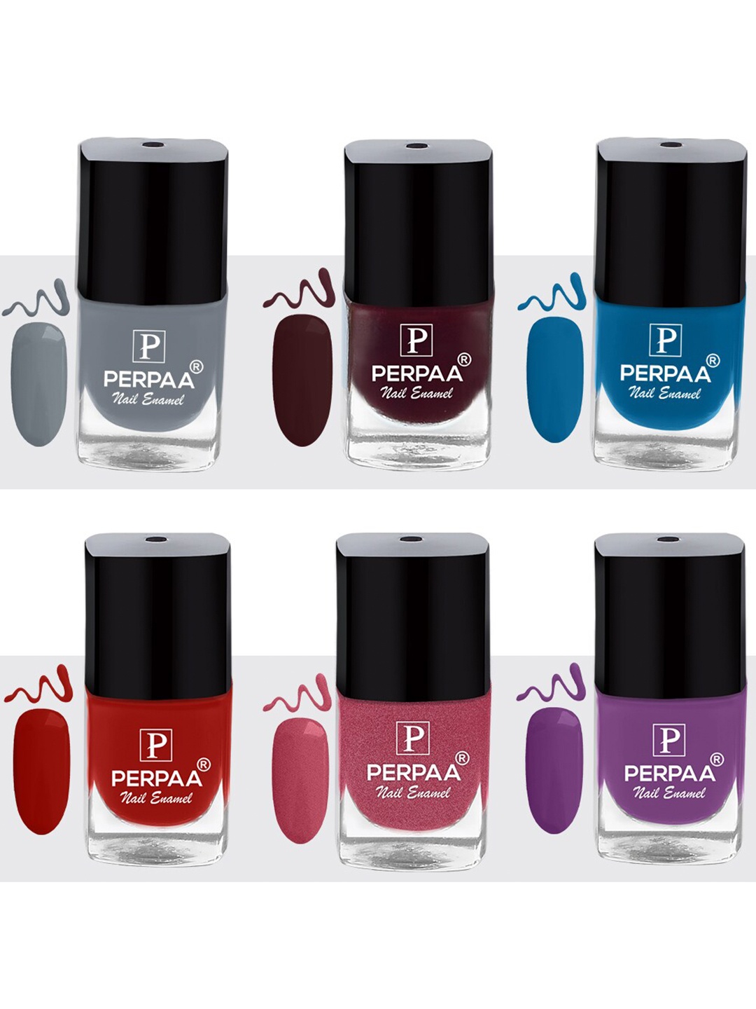 

PERPAA Set of 6 Trendy Quick-Drying & Long Lasting Gel Nail Enamel - 5 ml each, Multi