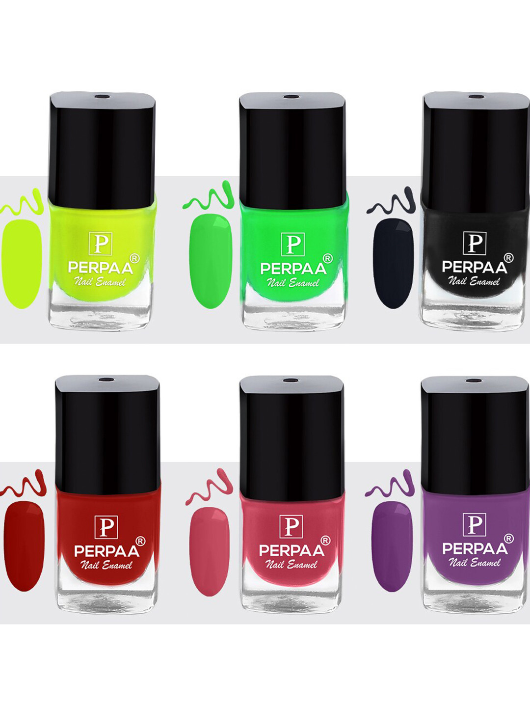 

PERPAA Set Of 6 Trendy Quick-Drying & Long-Lasting Gel Based Nail Polish - 5ml Each, Green