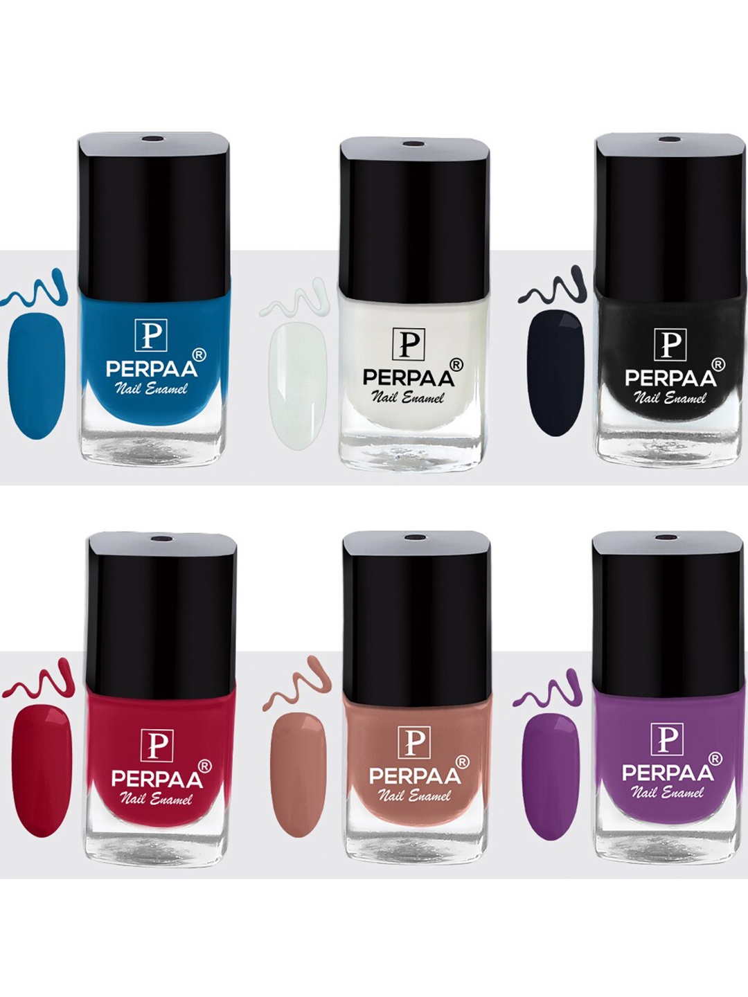 

PERPAA Set Of 6 Trendy Quick-Drying & Long-Lasting Gel Based Nail Polish - 5ml Each, Blue