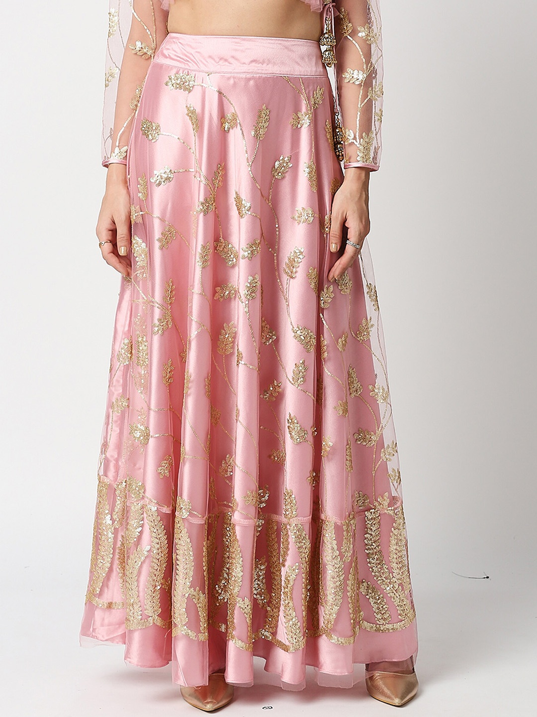 

Ira Soleil Embellished Maxi-Length Flared Skirt, Pink