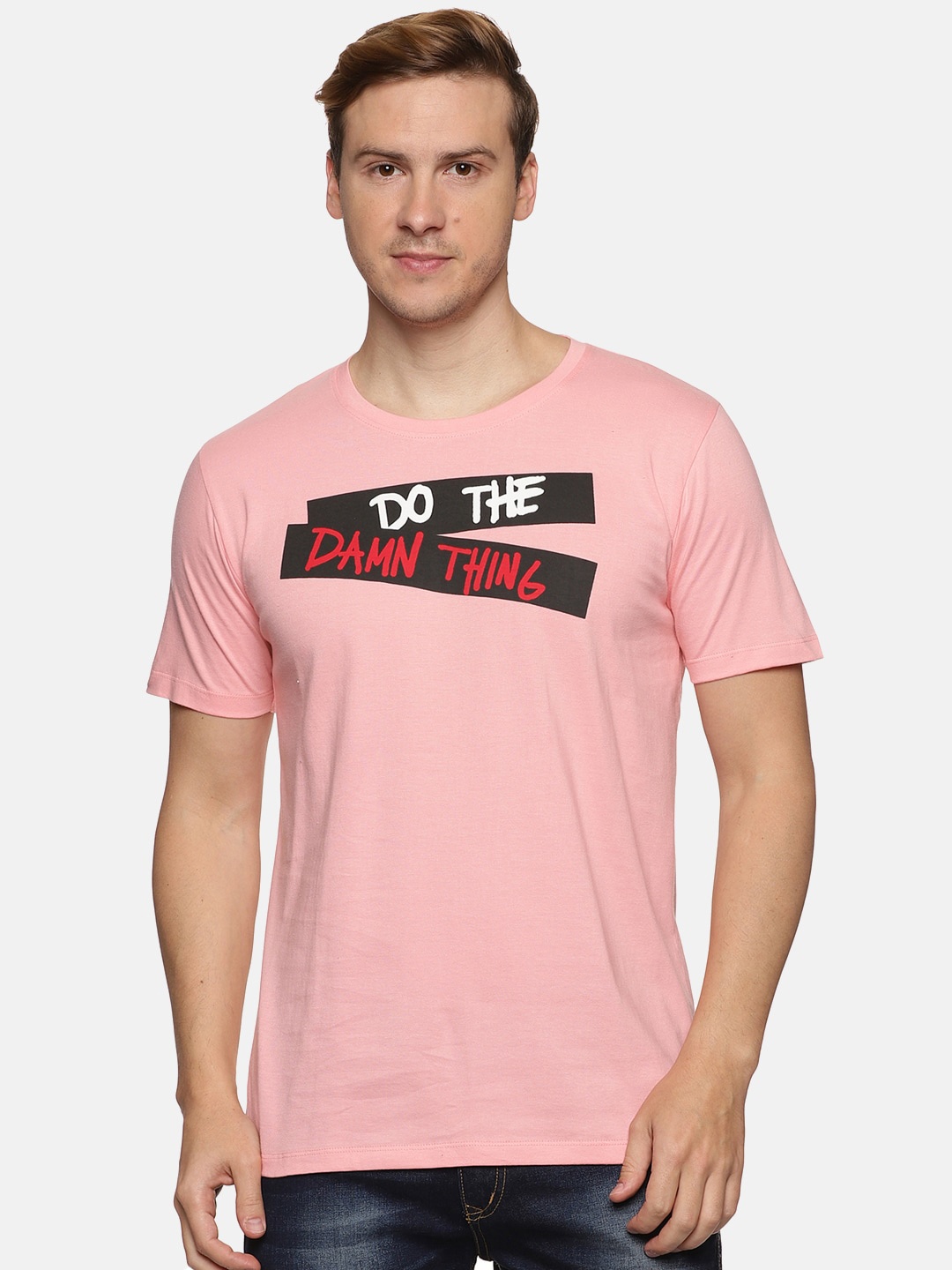 

IMPACKT Typography Printed Slim Fit T-shirt, Pink