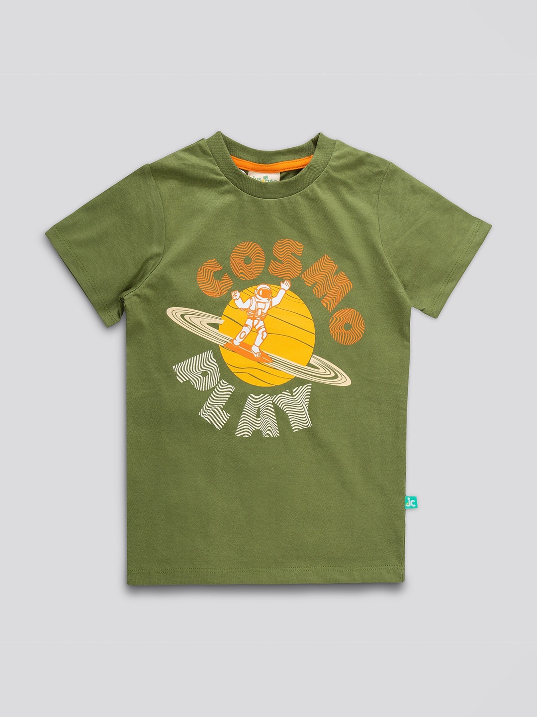 

JusCubs Boys Graphic Printed Pure Cotton T-shirt, Olive