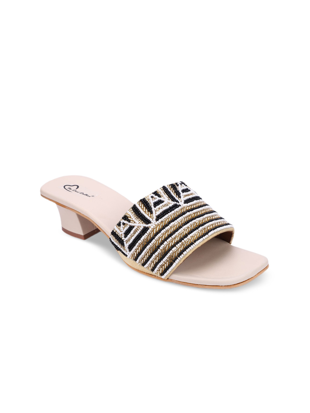 

The Desi Dulhan Embellished Open Toe Block Heels, Black