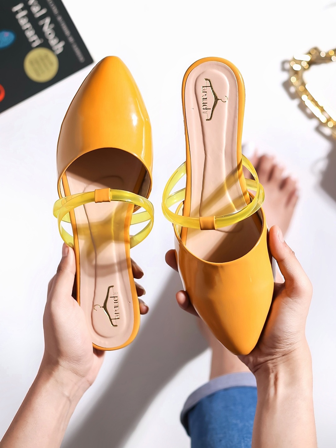 

Brauch Pointed Toe Mules, Mustard