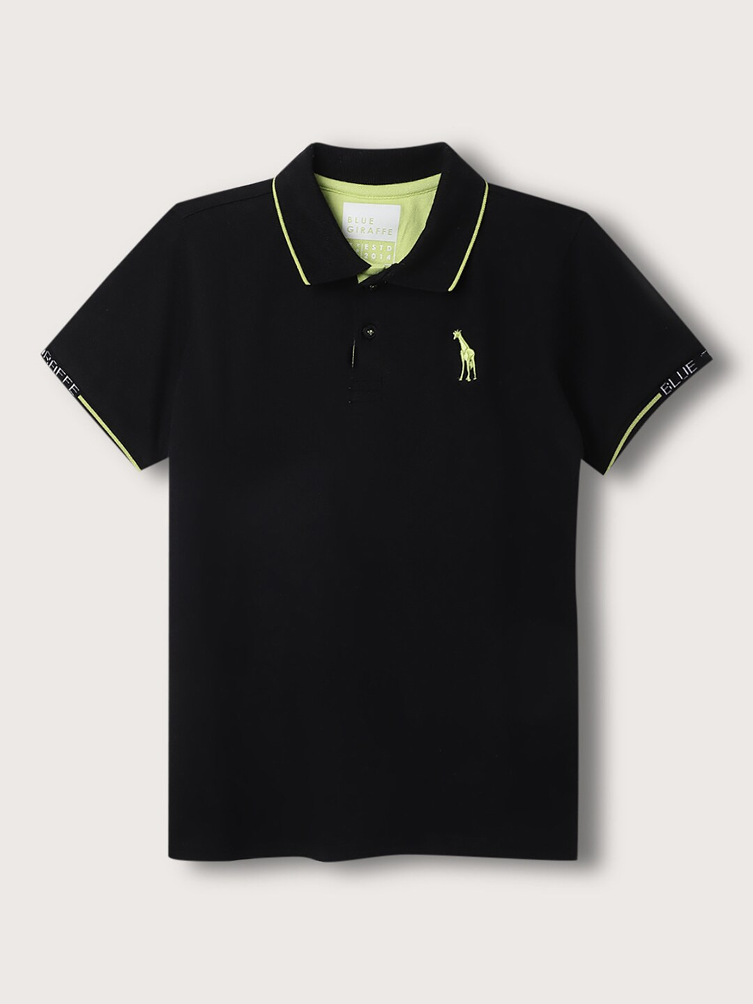 

Blue Giraffe Boys Polo Collar T-shirt, Black
