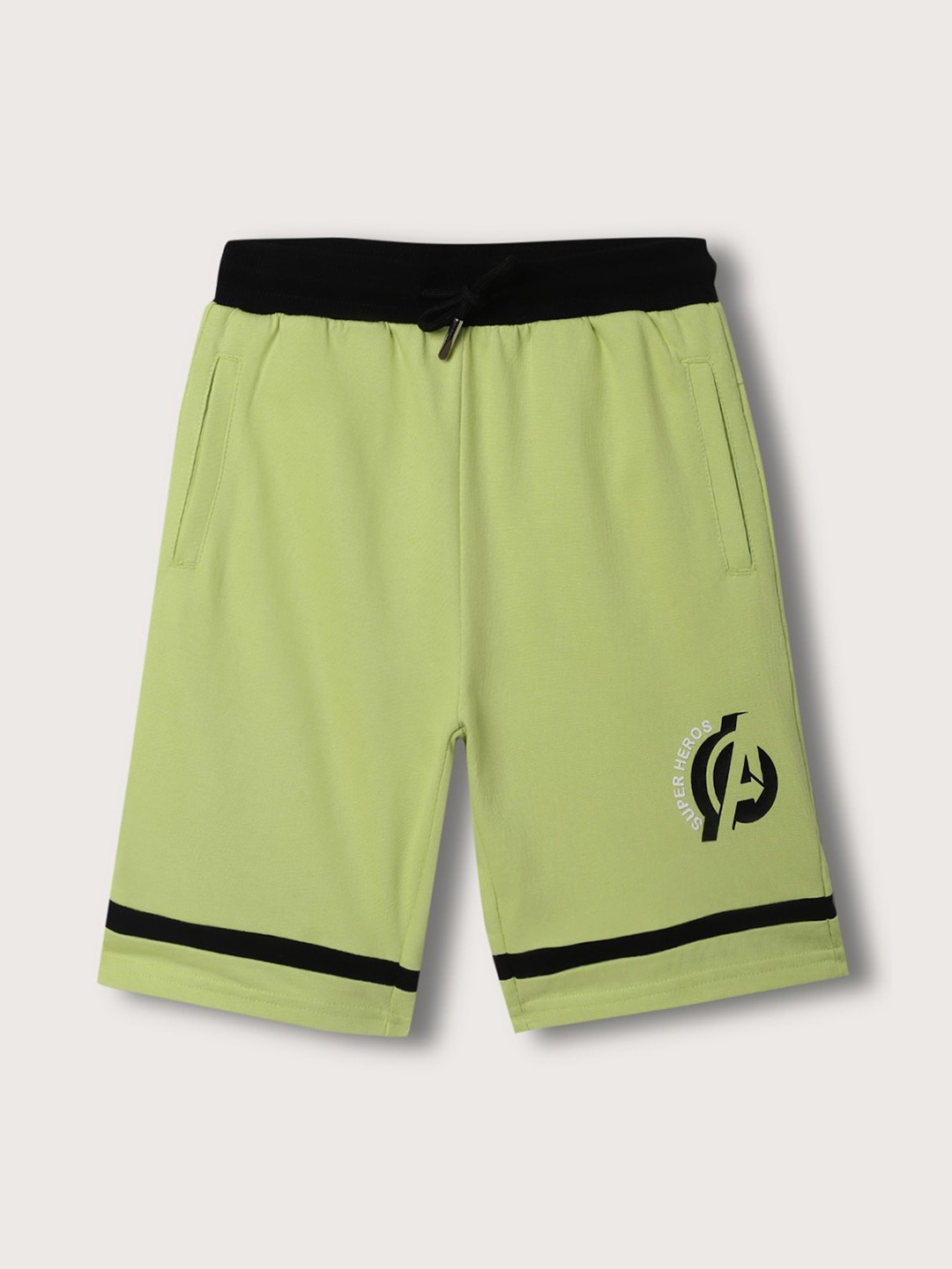 

Blue Giraffe Boys Avengers Printed Pure Cotton Mid-Rise Shorts, Green