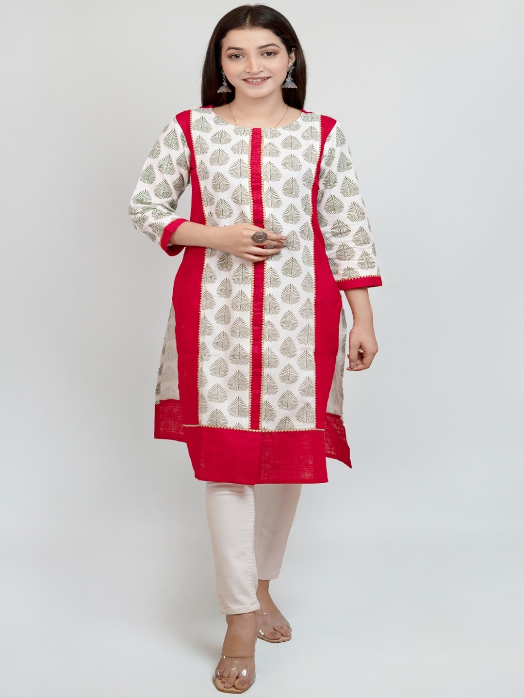 

KALINI Ethnic Motifs Printed Panelled Kurta, White